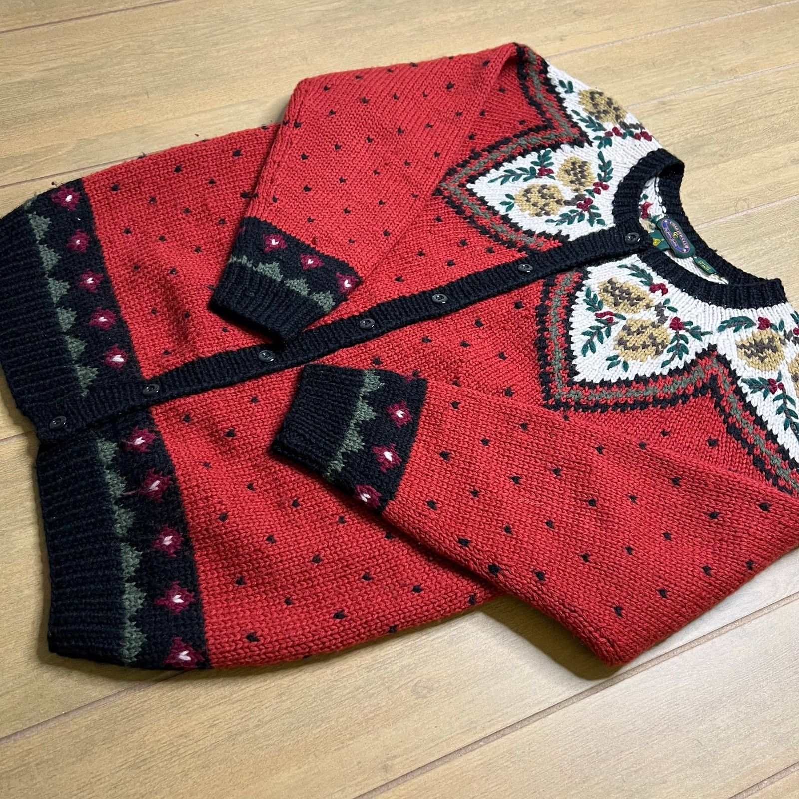 Chapter Charter Club Red Wool Holiday Theme Fair Isle Hand Knitted S Size S / US 4 / IT 40 - 7 Thumbnail