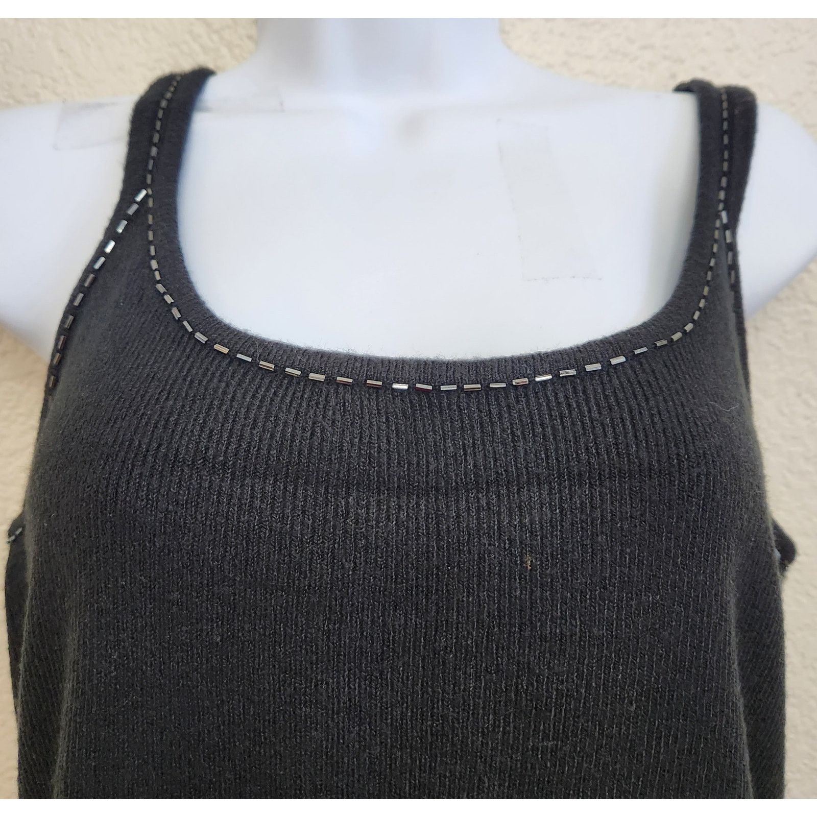 Other Amanda Smith Black Knit Beading Detail Tank Top Medium Soft Size M / US 6-8 / IT 42-44 - 2 Thumbnail