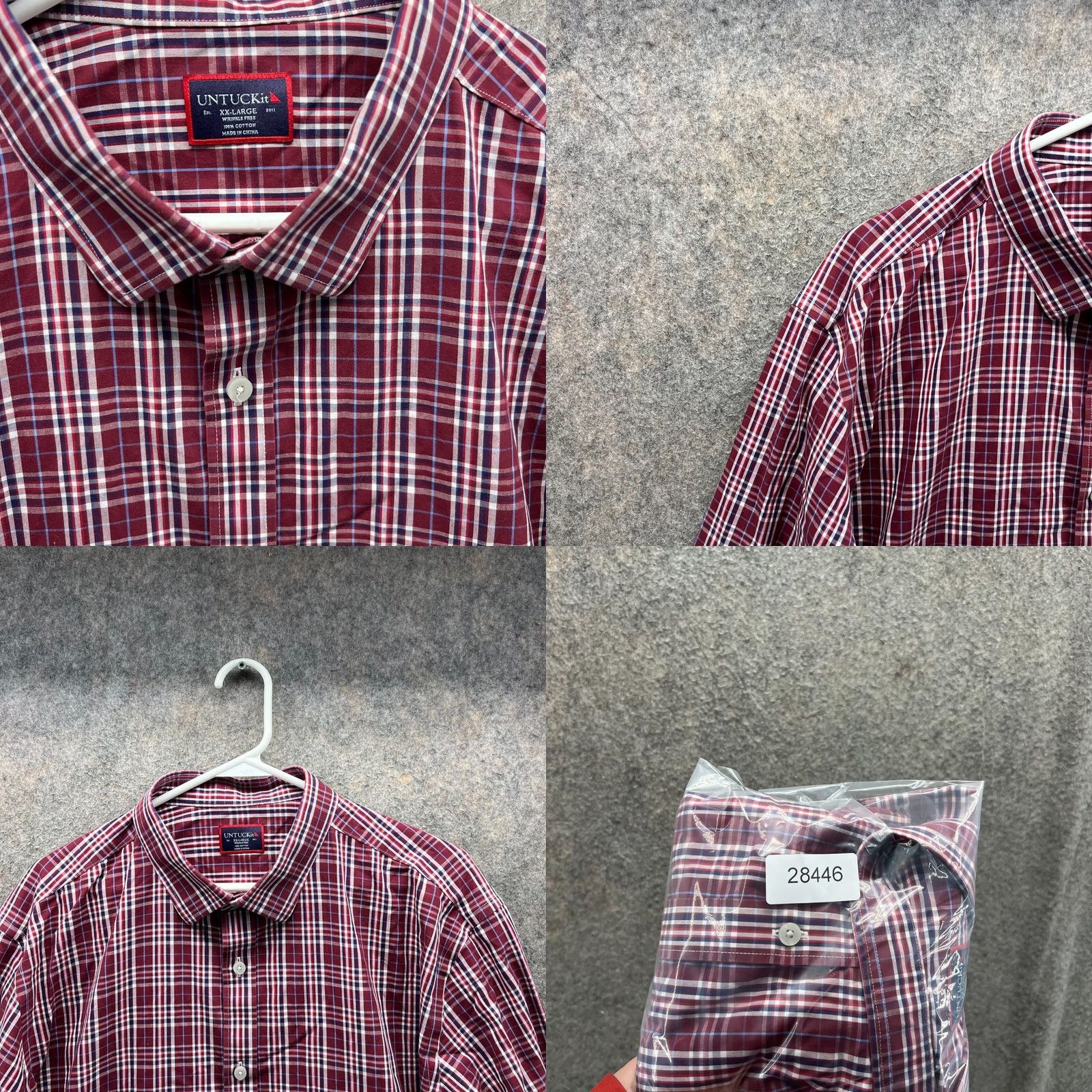 UNTUCKit UNTUCKit Shirt Men XXL Red Button-Down Wrinkle Free Glen Plaid Preppy Check Shirt Size US XXL / EU 58 / 5 - 8 Thumbnail