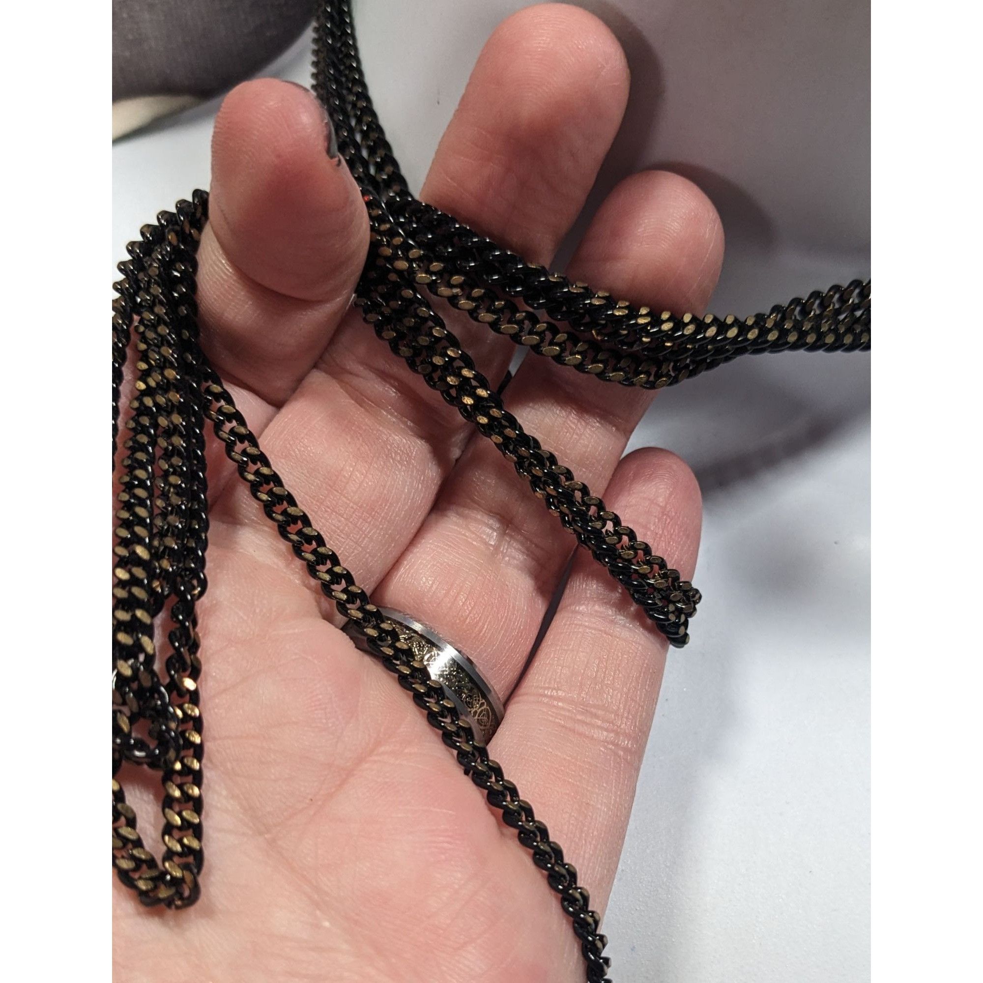 Other Dark Elegant Black And Gold Tone Multilayer Chain Necklace Size ONE SIZE - 4 Thumbnail