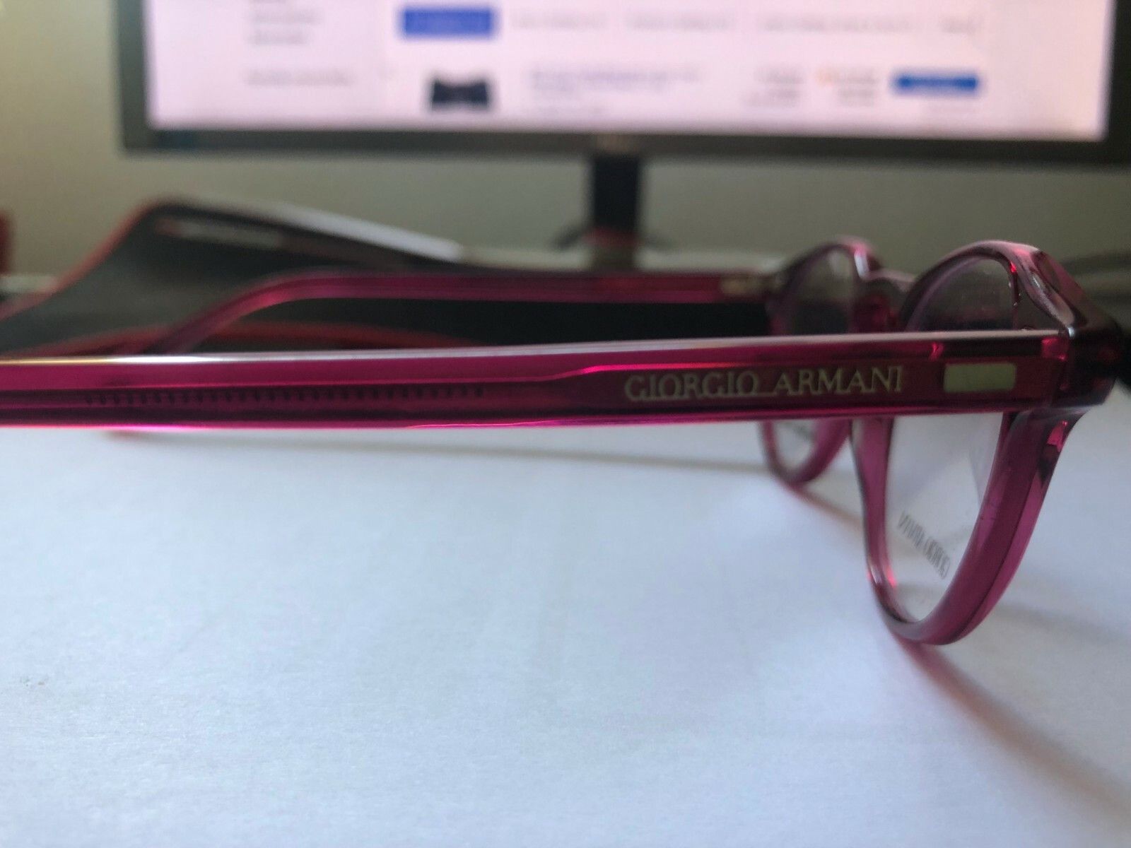 Giorgio Armani Giorgio Armani raspberry pink round demo eyeglass frame Size ONE SIZE - 8 Thumbnail