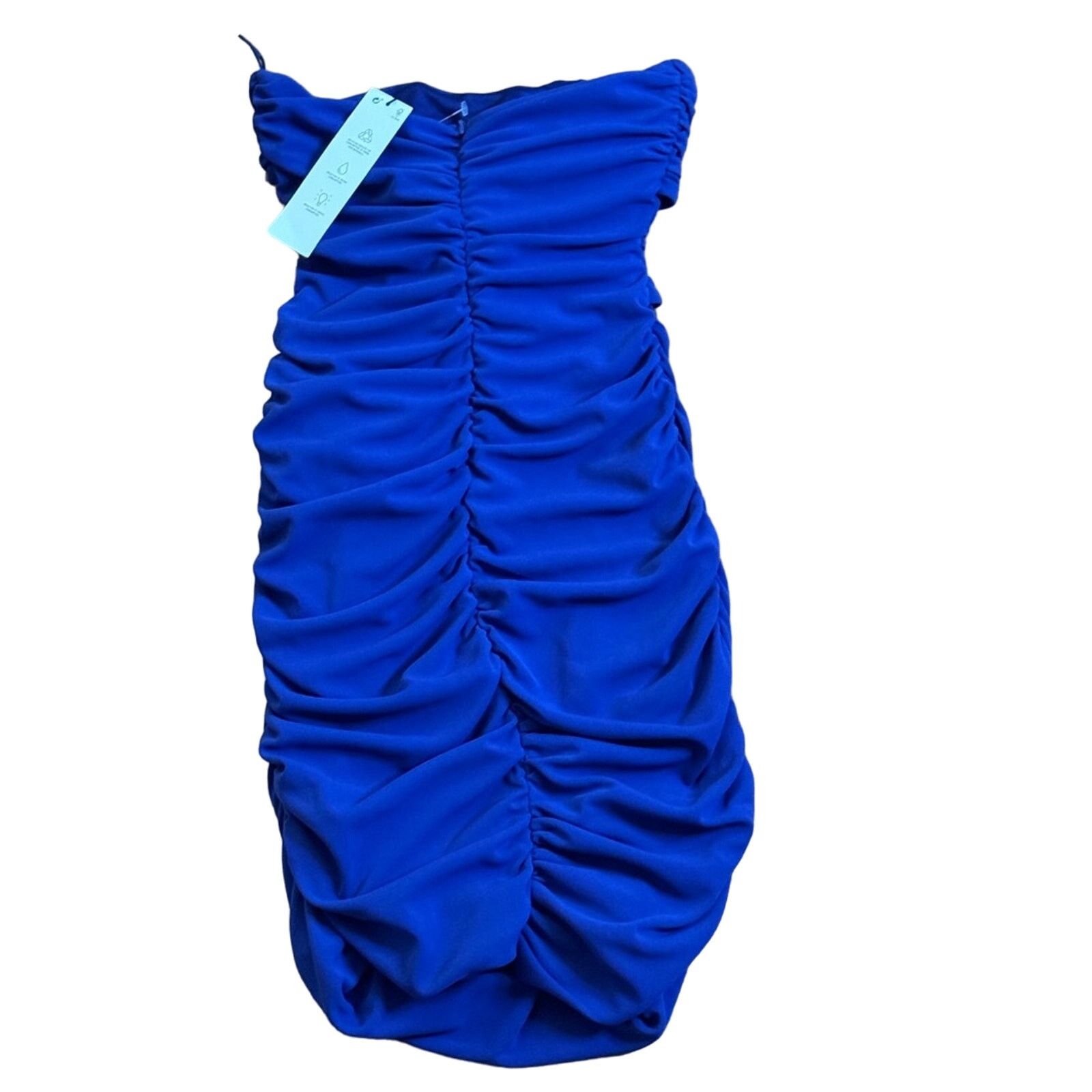 Zara Zara Floral Cut Out Strapless Ruched Mini Dress Blue Size S Size S / US 4 / IT 40 - 7 Thumbnail