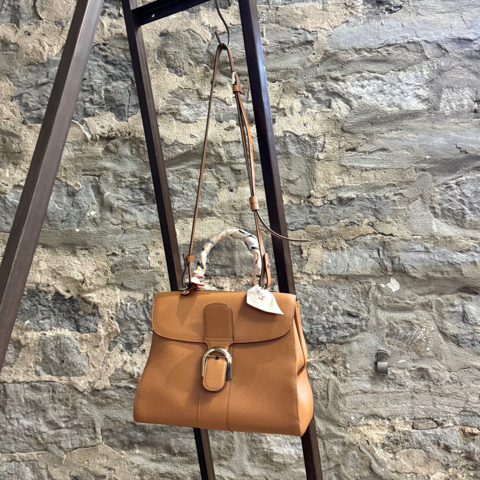Delvaux Delvaux Brillant MM Brown Handbag With Strap & Hermès Twilly Size ONE SIZE - 2 Thumbnail