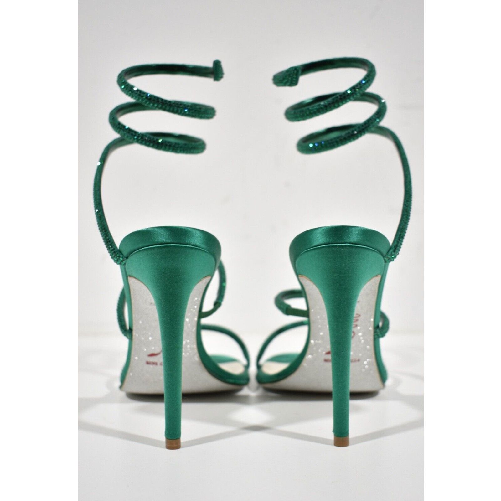 Rene Caovilla Cleo Emerald Crystal Ankle Wrap Strap Sandal Heel Pump 38 Size US 8 / IT 38 - 11 Thumbnail