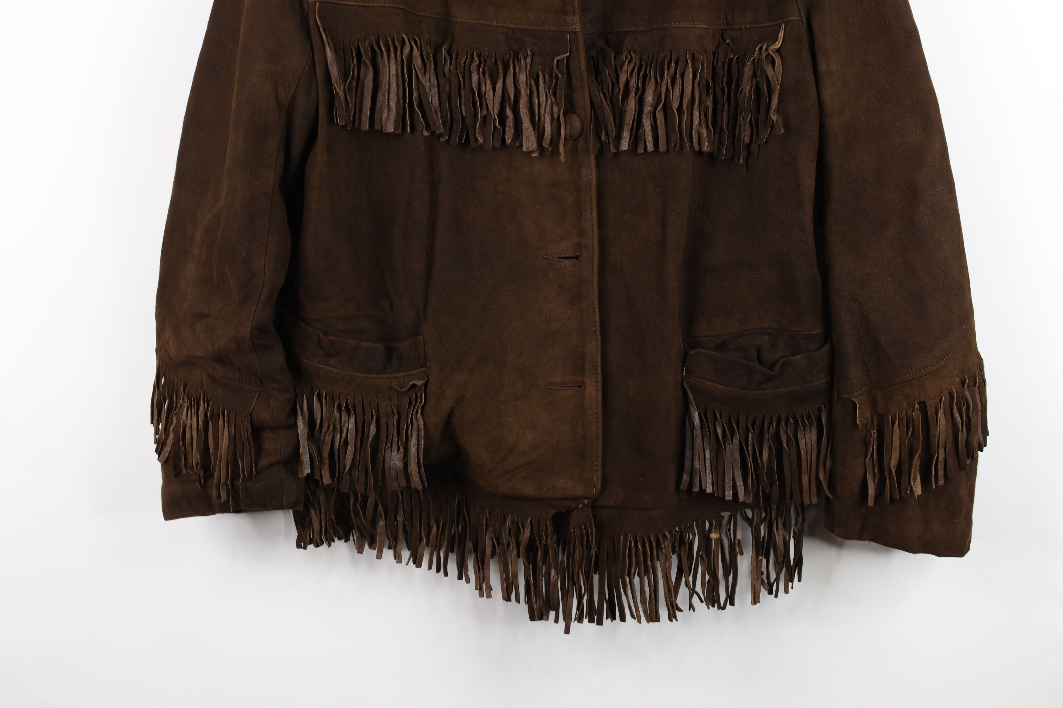Vintage Vintage 60s 70s Boho Chic Western Suede Leather Jacket Brown Size XL / US 12-14 / IT 48-50 - 3 Thumbnail