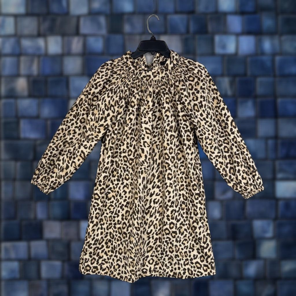 J.Crew J.CREW Dress Womens Small Brown Leopard Print Ruffle Neck Puff Sleeve Cotton T-Shirt Alternative? Size S / US 4 / IT 40 - 1 Thumbnail
