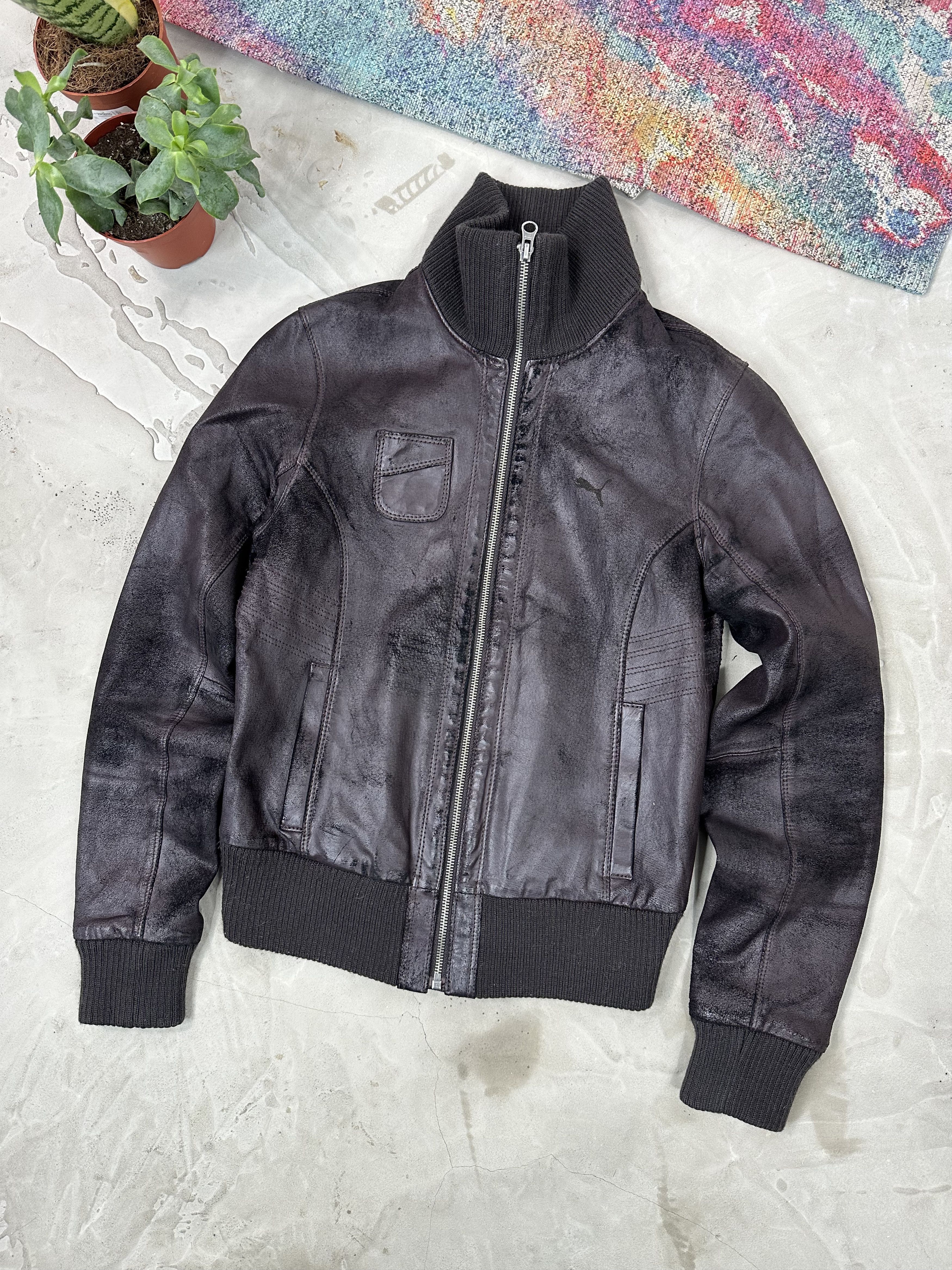 image of Hysteric Glamour x Puma Archival Puma Leather Jacket Motorcycle Style in Brown, Women's (Size XS)