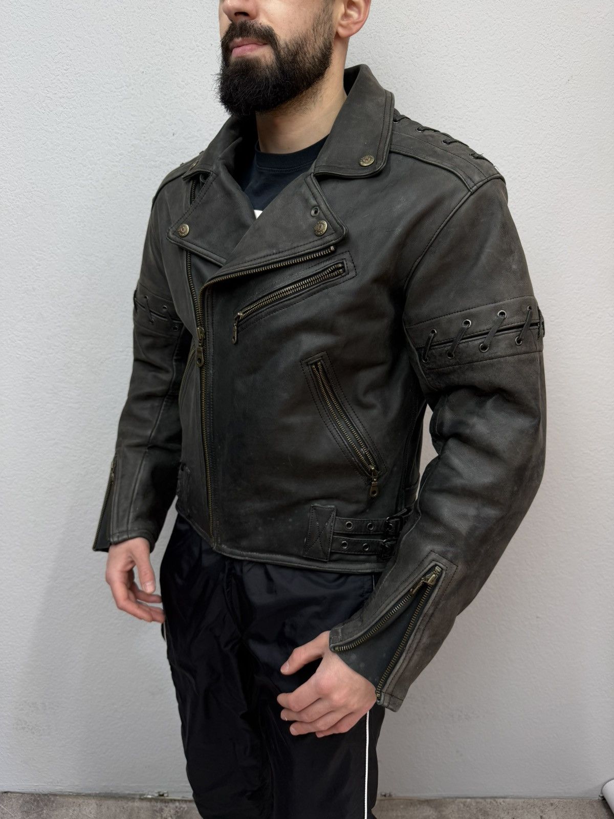 If Six Was Nine Rick Owens Style Bomber Cropped Leather Jacket Distressed Size US S / EU 44-46 / 1 - 2 Thumbnail