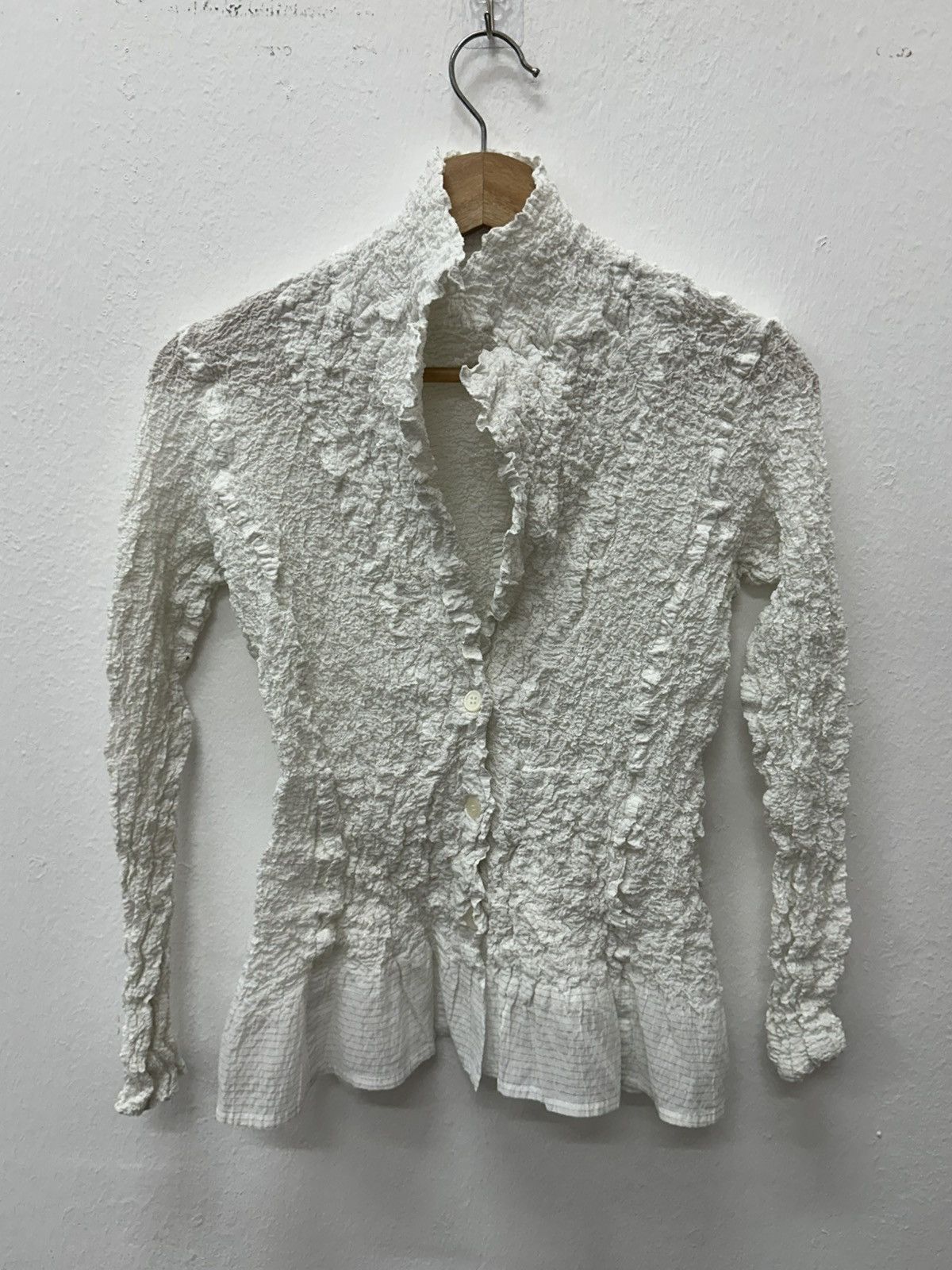 Pleats Please Issey Miyake Issey Miyake Me Frilled Jacket White Cotton/Polyester Japan Size US S / EU 44-46 / 1 - 12 Thumbnail