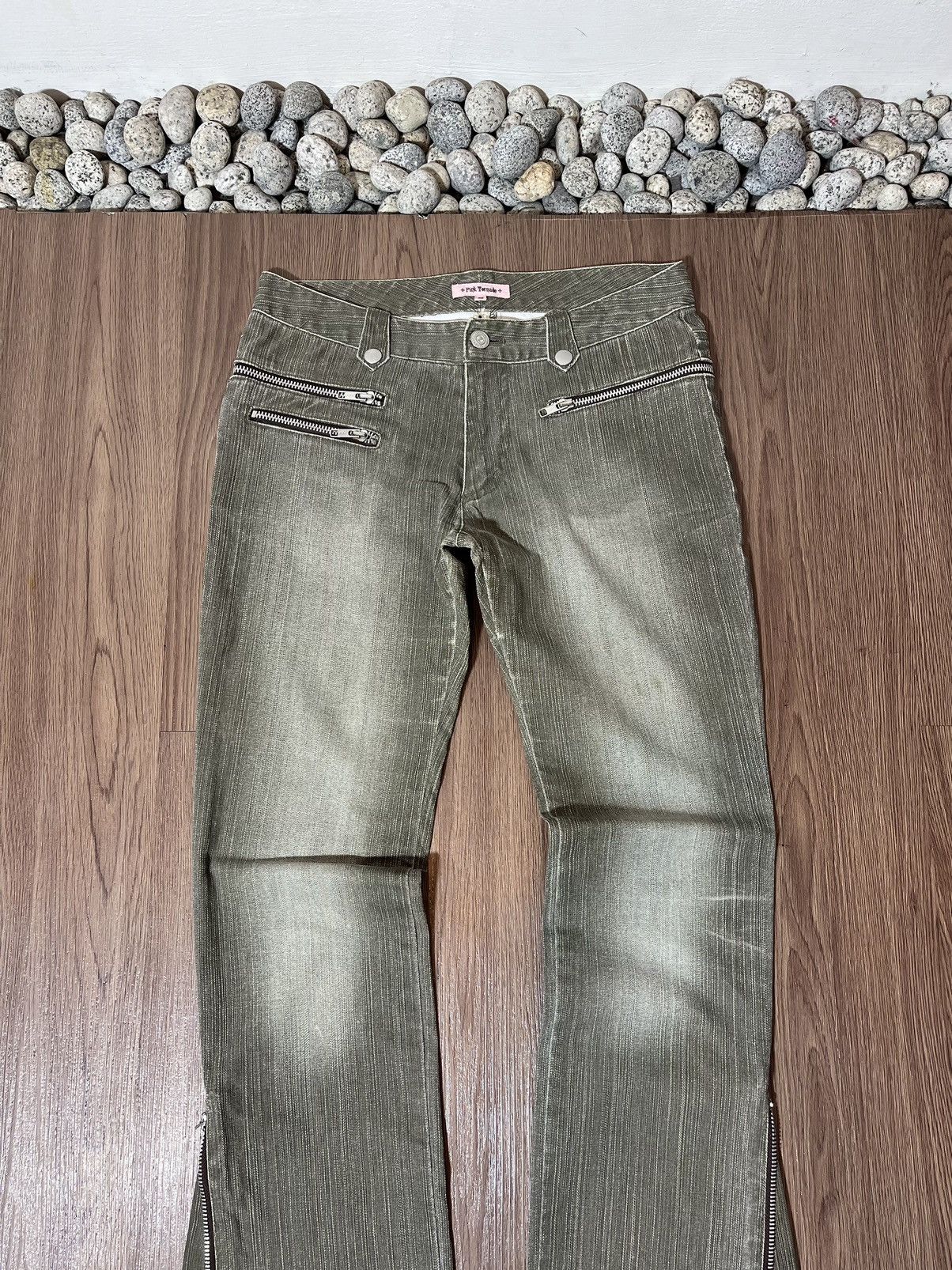 Tornado Mart Pink Tornado Multizipper Butterfly Flare Low-rise Jean Size US 30 / EU 46 - 3 Thumbnail