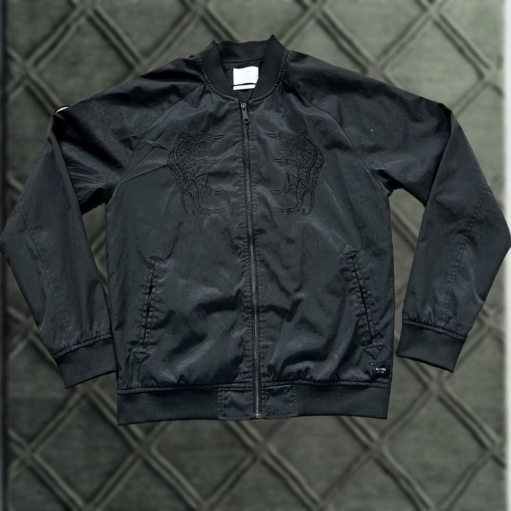 Globe Globe Skateboarding Embroidered Black Bomber Jacket Patches Size Medium Mens Jacket Size US M / EU 48-50 / 2 - 1 Thumbnail