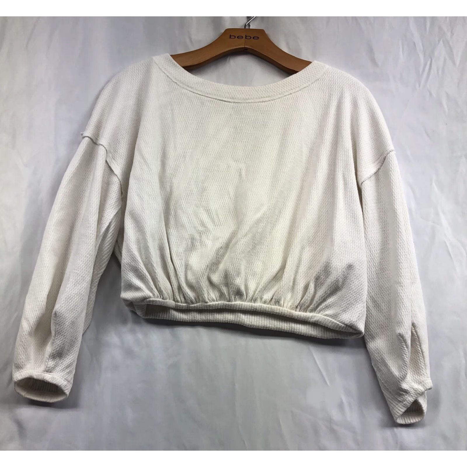 Vintage We The Free Sweater White Cropped XS Cotton Crewneck Beach Women Pullover Size XS / US 0-2 / IT 36-38 - 2 Thumbnail