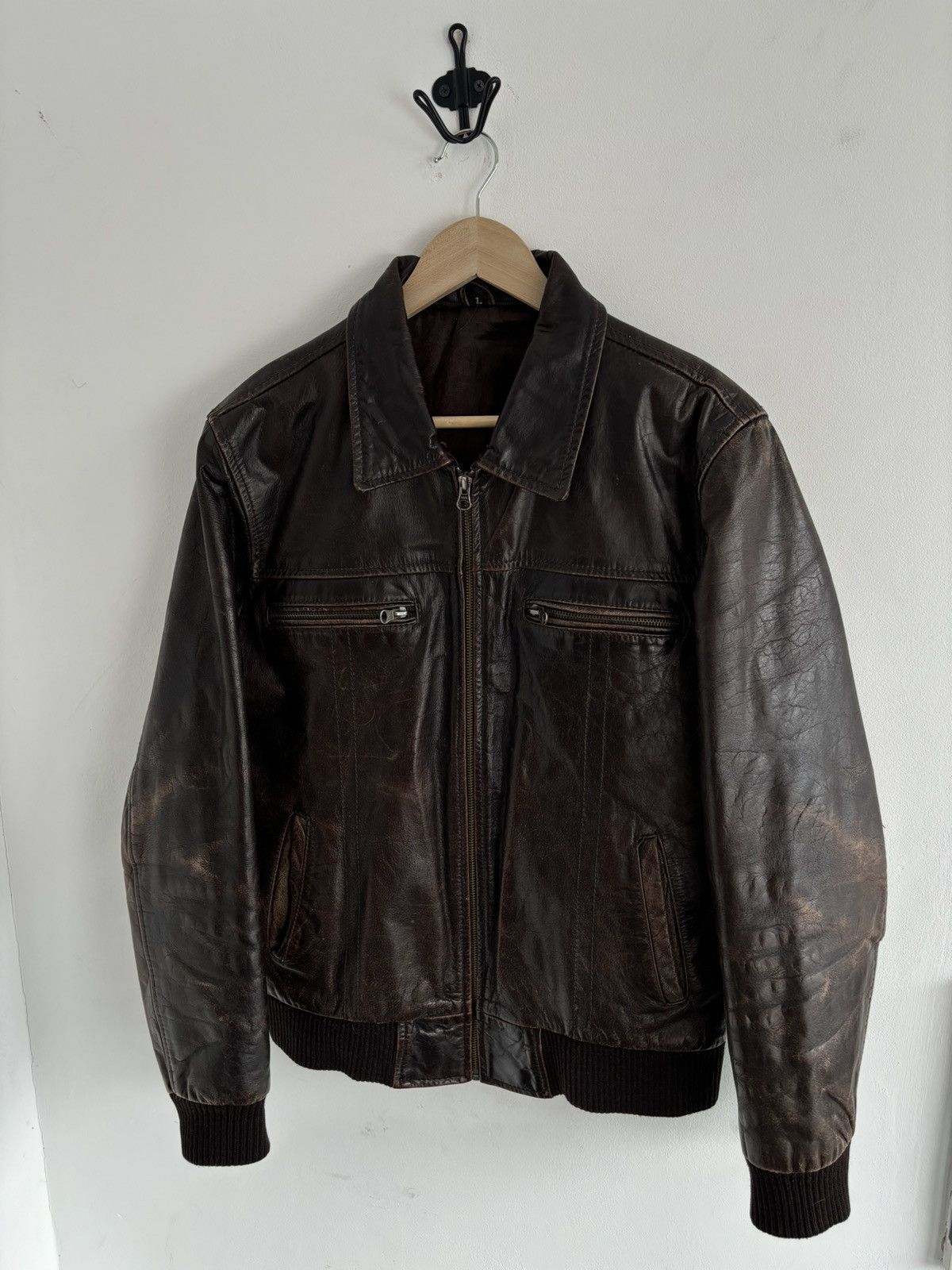 Genuine Leather Vintage Real Leather Cognac Faded Blouson Jacket Size US L / EU 52-54 / 3 - 2 Thumbnail