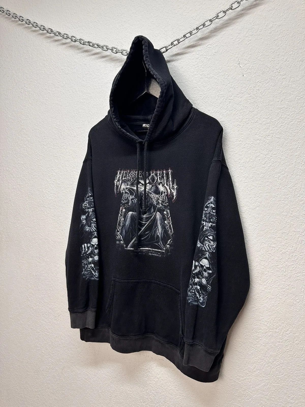 Band Tees Vintage Hoodie Welcome To Well Gothic Punk Wild 90s skull Size US XL / EU 56 / 4 - 4 Thumbnail