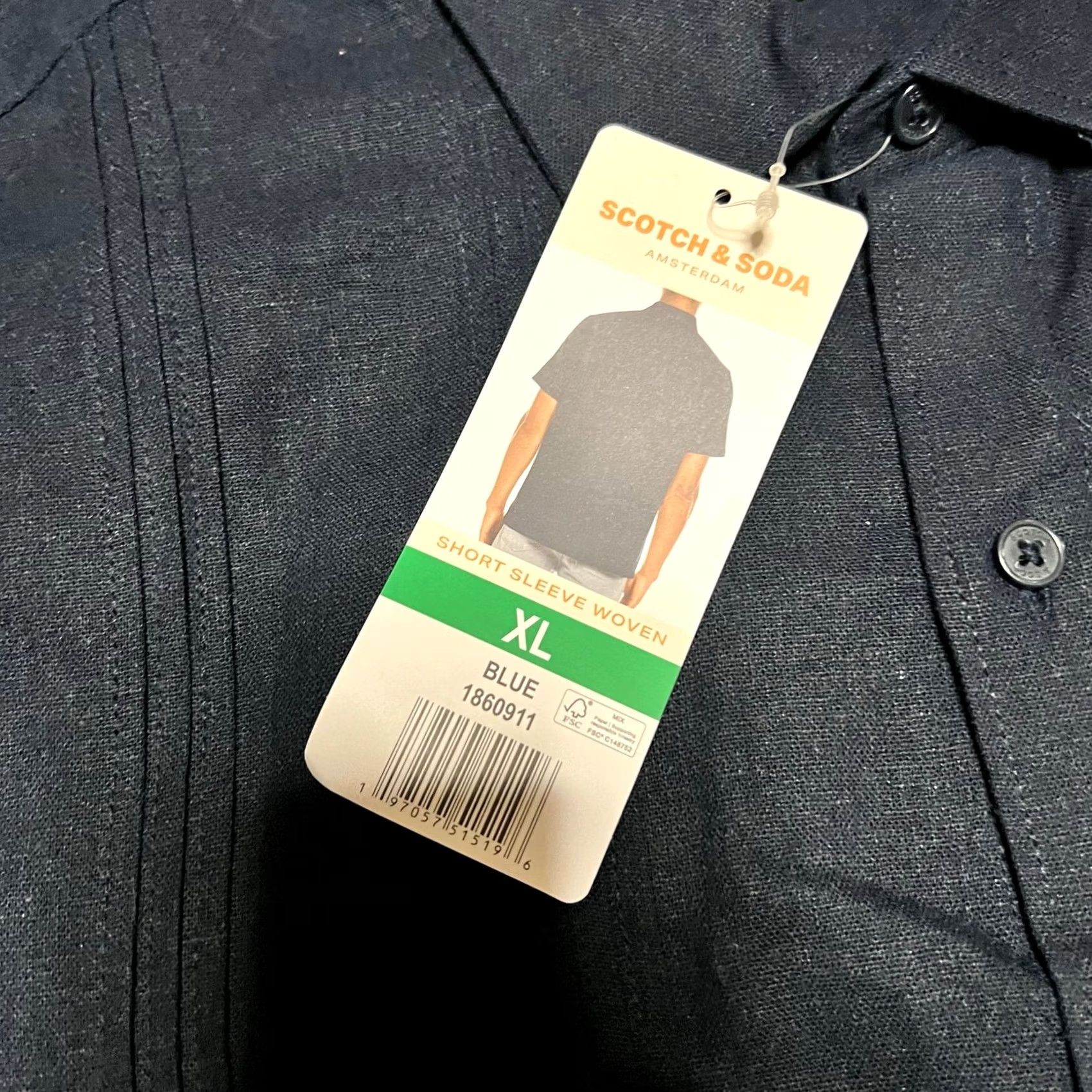 Scotch & Soda Scotch & Soda Shirt XL Blue Linen Blend Button Up Short Sleeve Woven Mens Size US XL / EU 56 / 4 - 3 Thumbnail