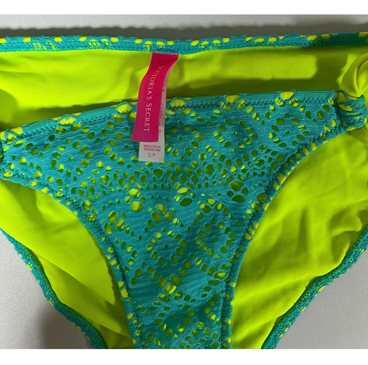 Designer × Victoria's Secret × Vintage Green Blue Lace Bikini Top (32C) and Bottoms (S) Set 🩵💚✨ Size ONE SIZE - 6 Thumbnail
