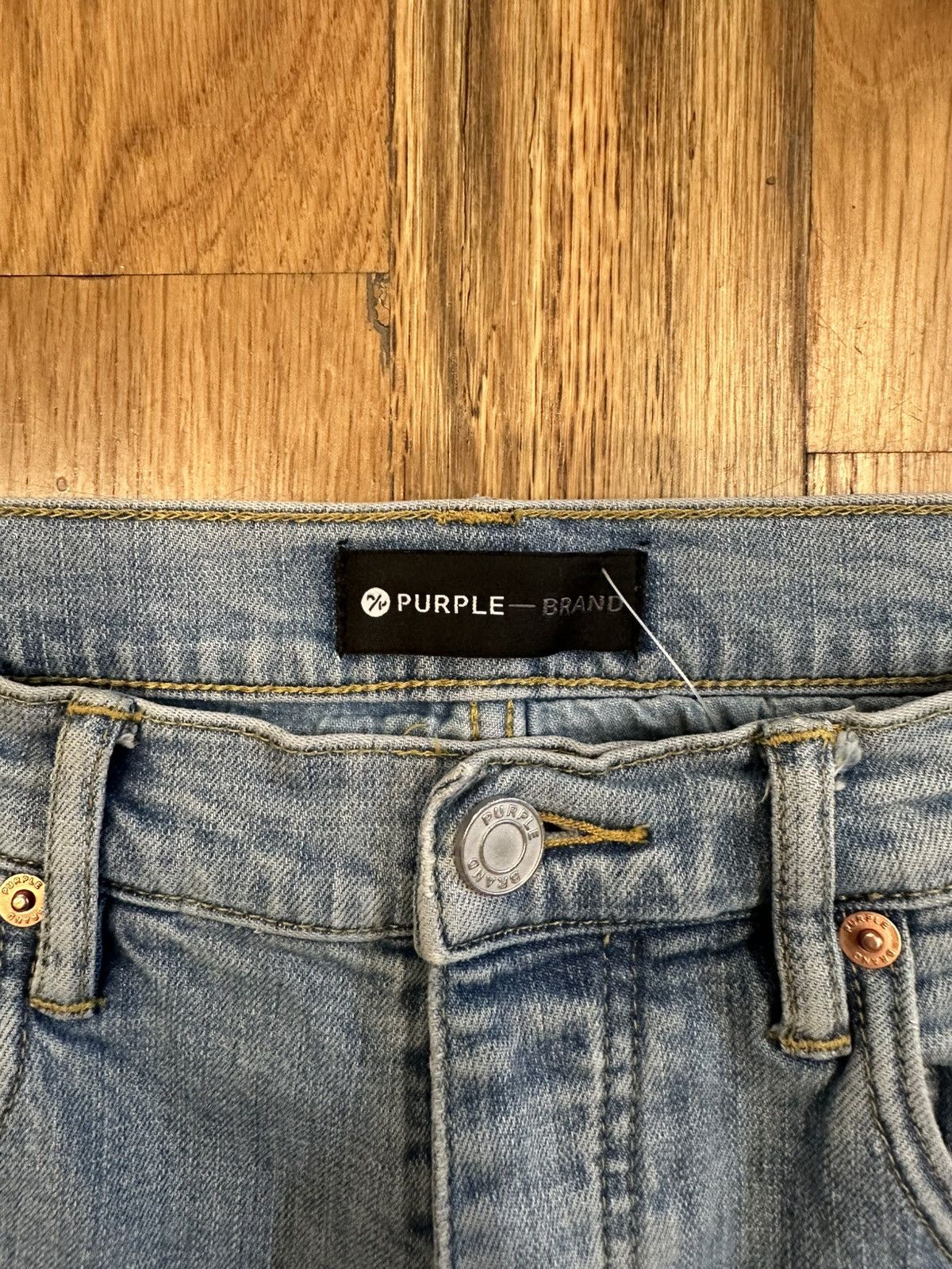 Purple Brand Purple Brand Knee Hole Blue Denim Jeans Size 33 Size US 33 - 3 Thumbnail