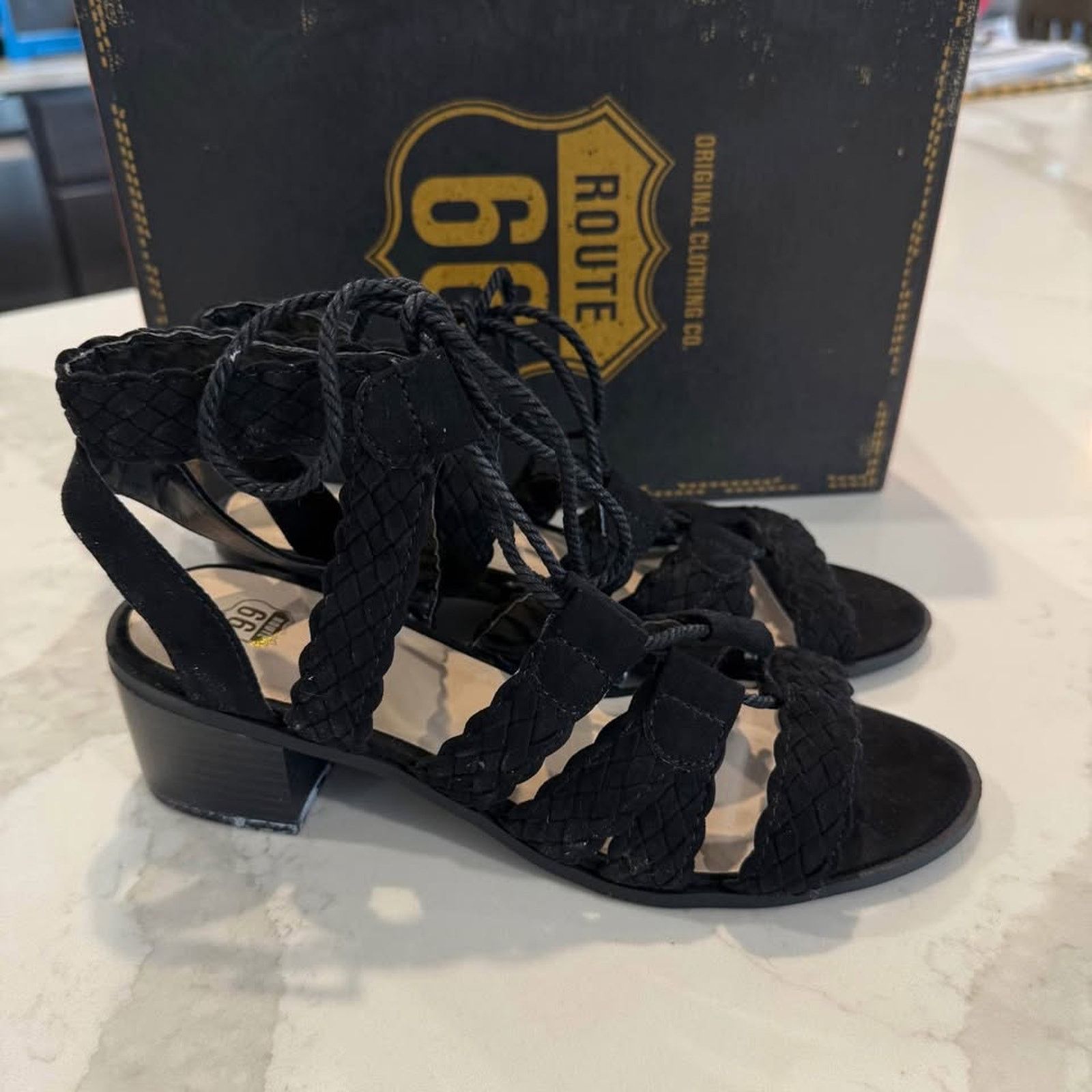 Route 66 Route 66 Marcia LaceUp Wedge Dress Sandals Womens 7 Black Size US 7 / IT 37 - 1 Thumbnail