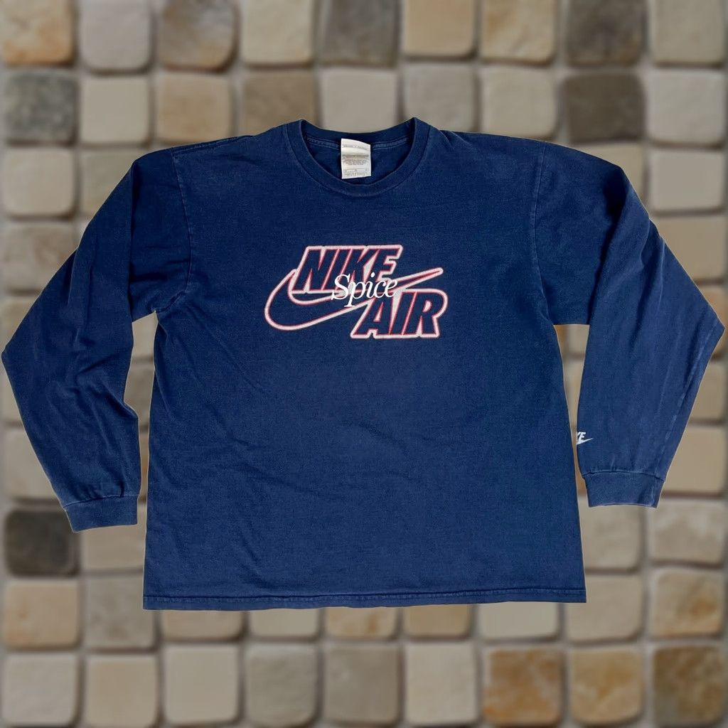 Nike VINTAGE Nike Air Spice Long Sleeve T-Shirt Mens M Navy Cotton Embroidered 90s Spice Size US M / EU 48-50 / 2 - 1 Thumbnail