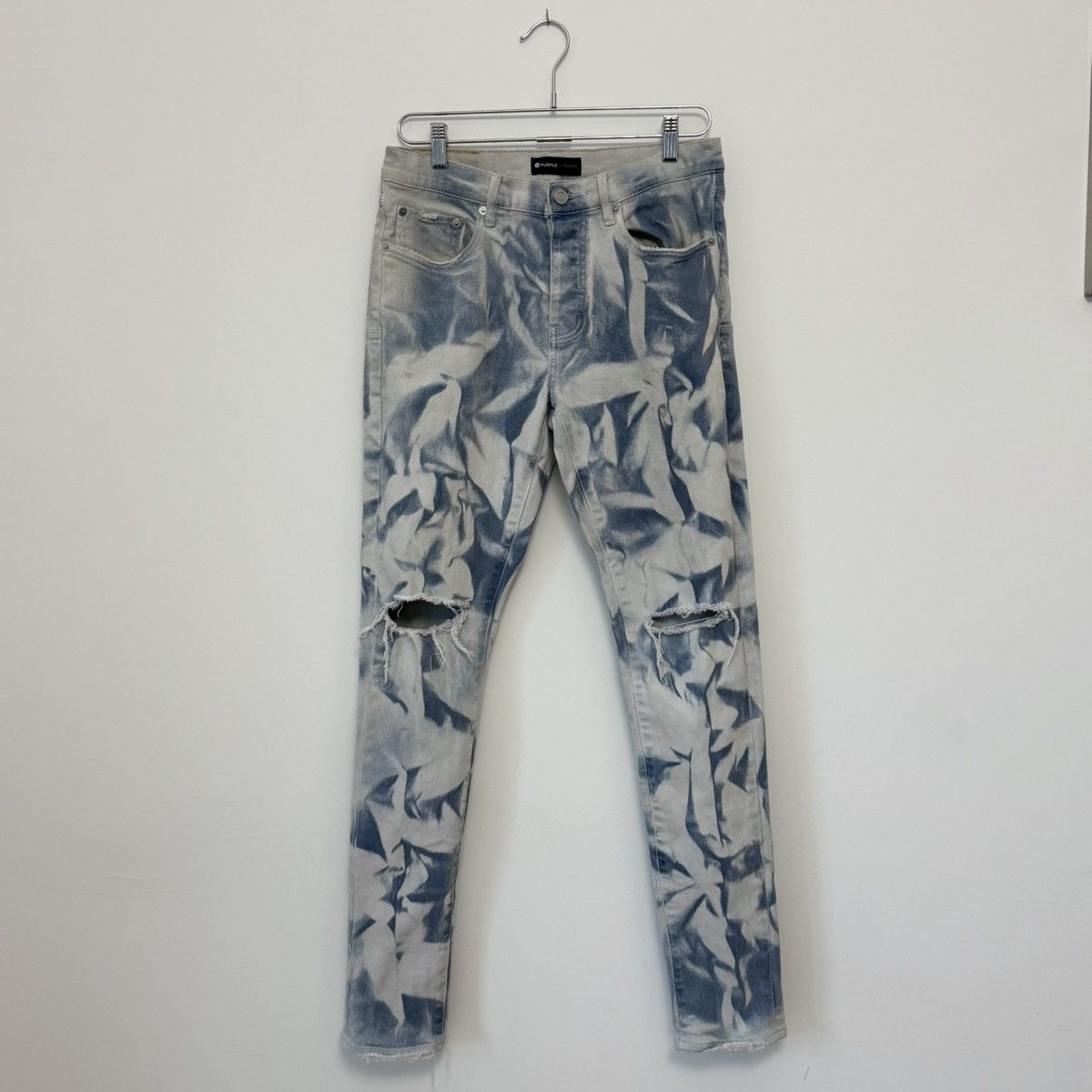 Purple Brand Purple Brand P001 Blue Fatigue Marble Faded Distressed Jeans Size US 31 - 2 Thumbnail