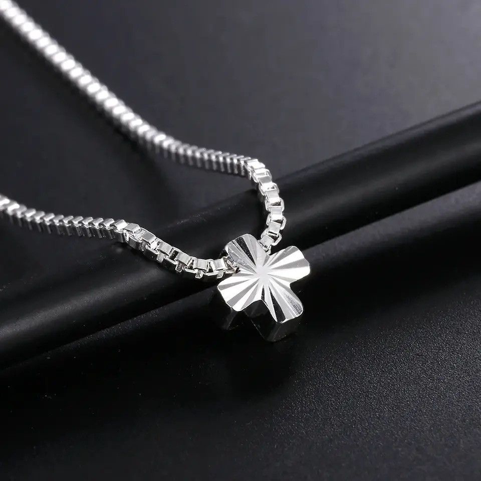 Jewelry 925 Sterling Silver Necklace chain Charms cross Size ONE SIZE - 1 Thumbnail
