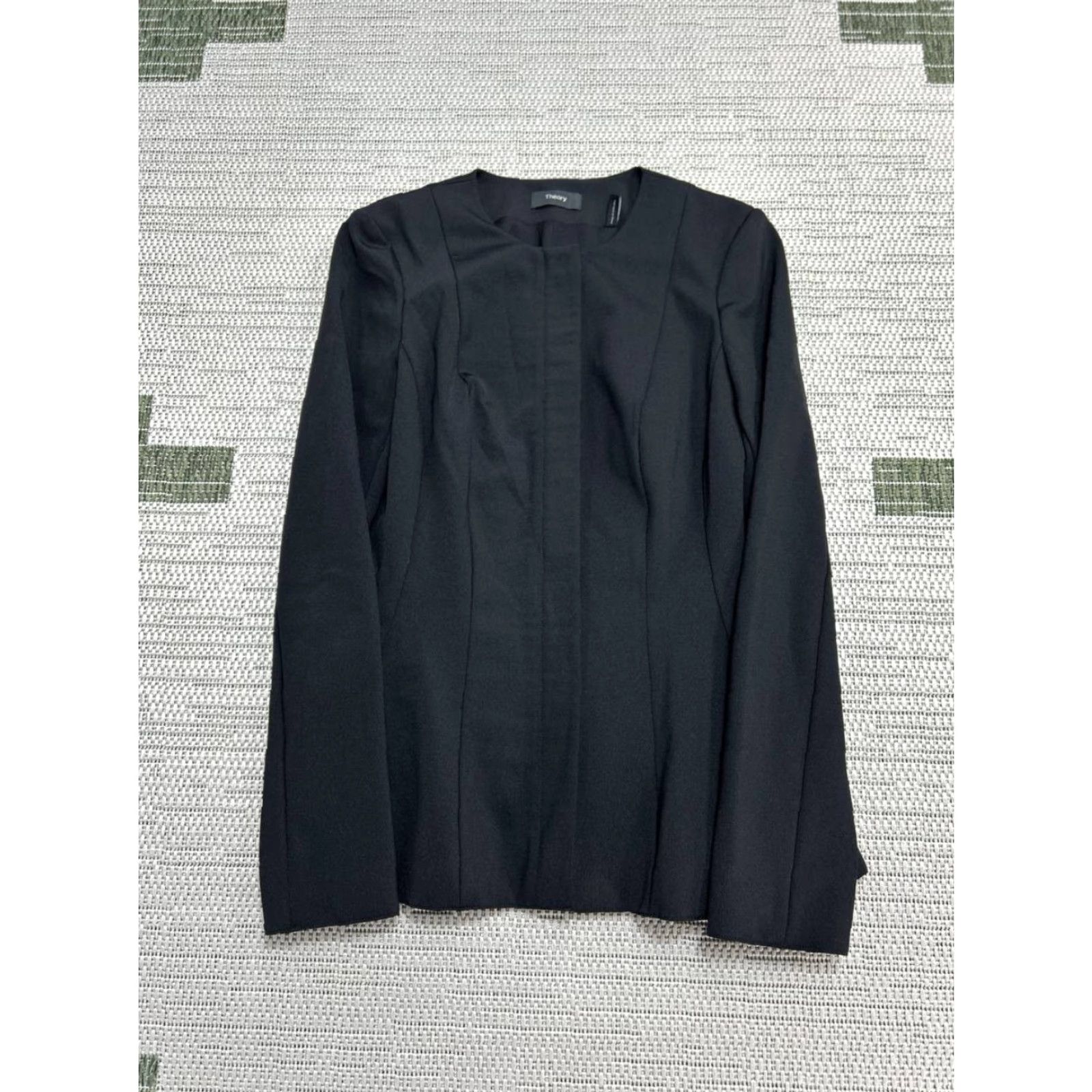Theory Theory Movement Jacket Womens Short Black Tweed Full Zip Peplum Stretch Lined Polyamide Zipper Size XS / US 0-2 / IT 36-38 - 2 Thumbnail