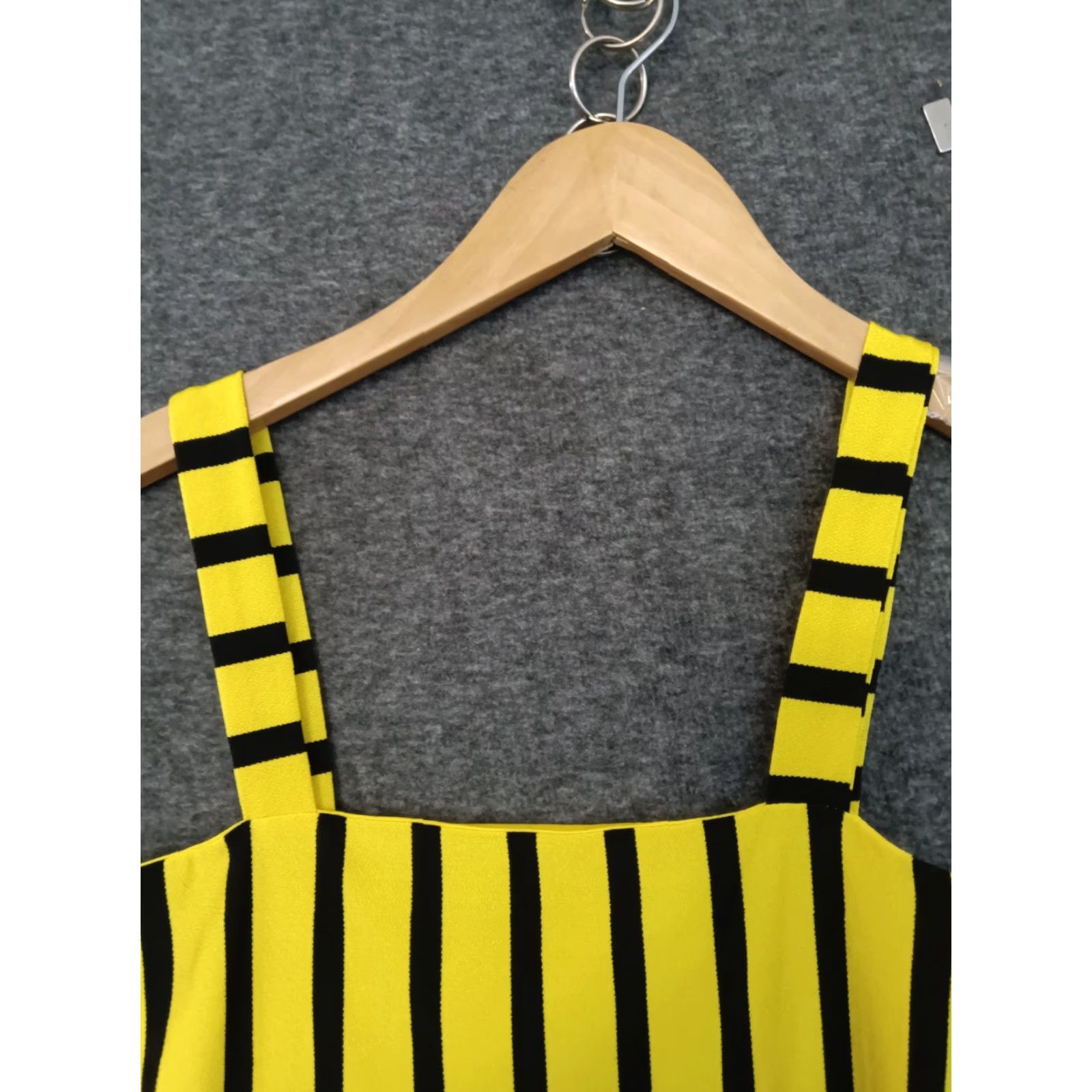 Vintage Codigo Women's One Piece Swimsuit Street Striped Black Yellow S Size ONE SIZE - 3 Thumbnail