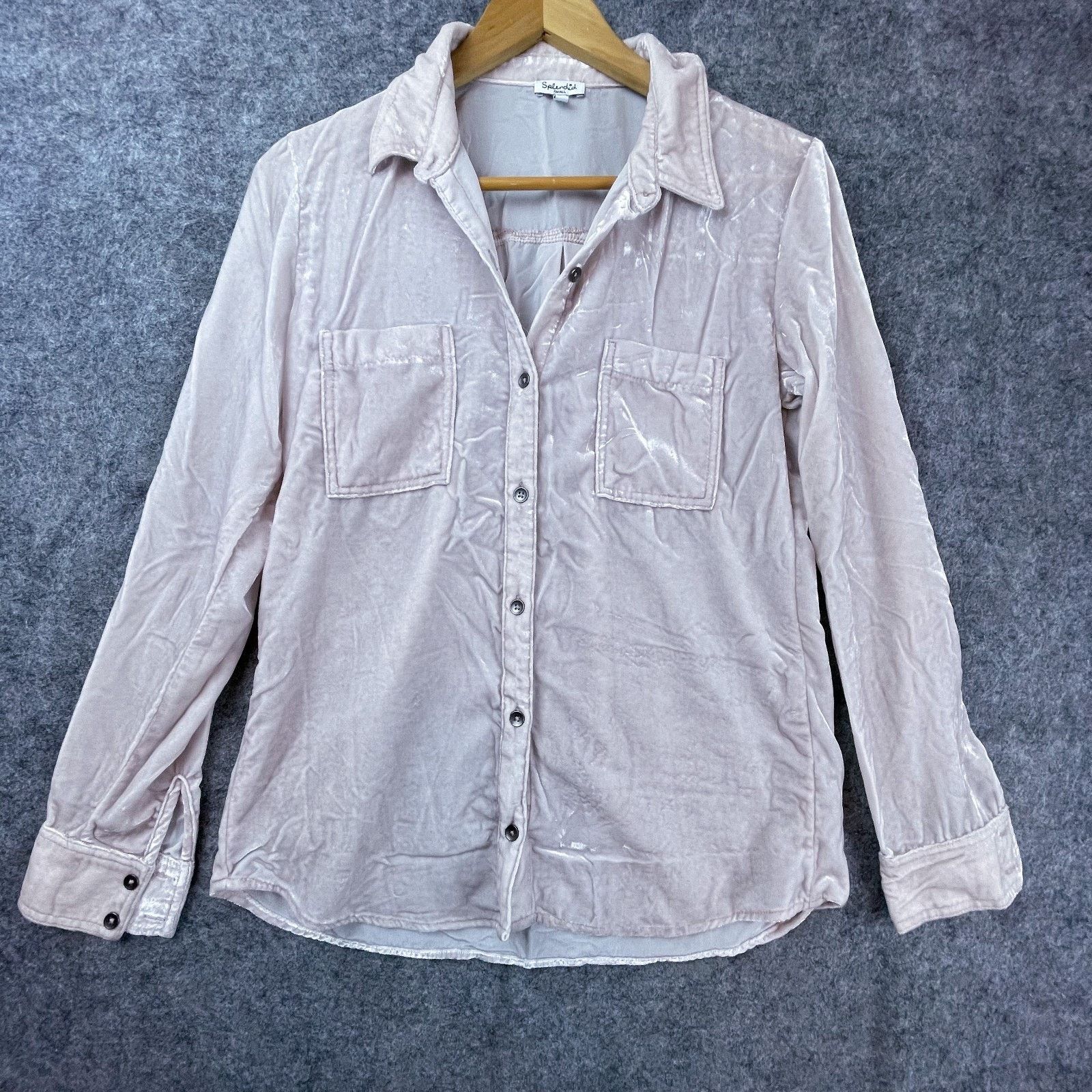 Splendid Splendid Velvet Shirt Womens Small Pink Fairy Preppy Country Size S / US 4 / IT 40 - 1 Thumbnail
