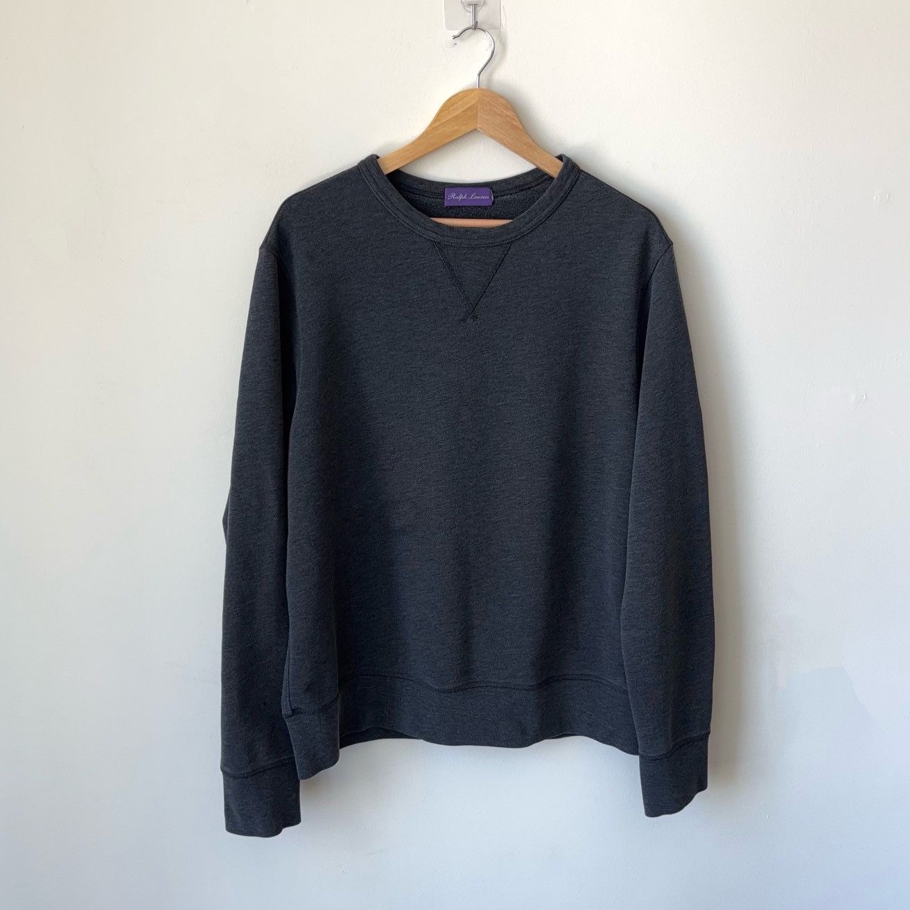 Ralph Lauren Purple Label Charcoal Crewneck Sweatshirt Cotton Blend Fleece Peru Size US XL / EU 56 / 4 - 3 Thumbnail