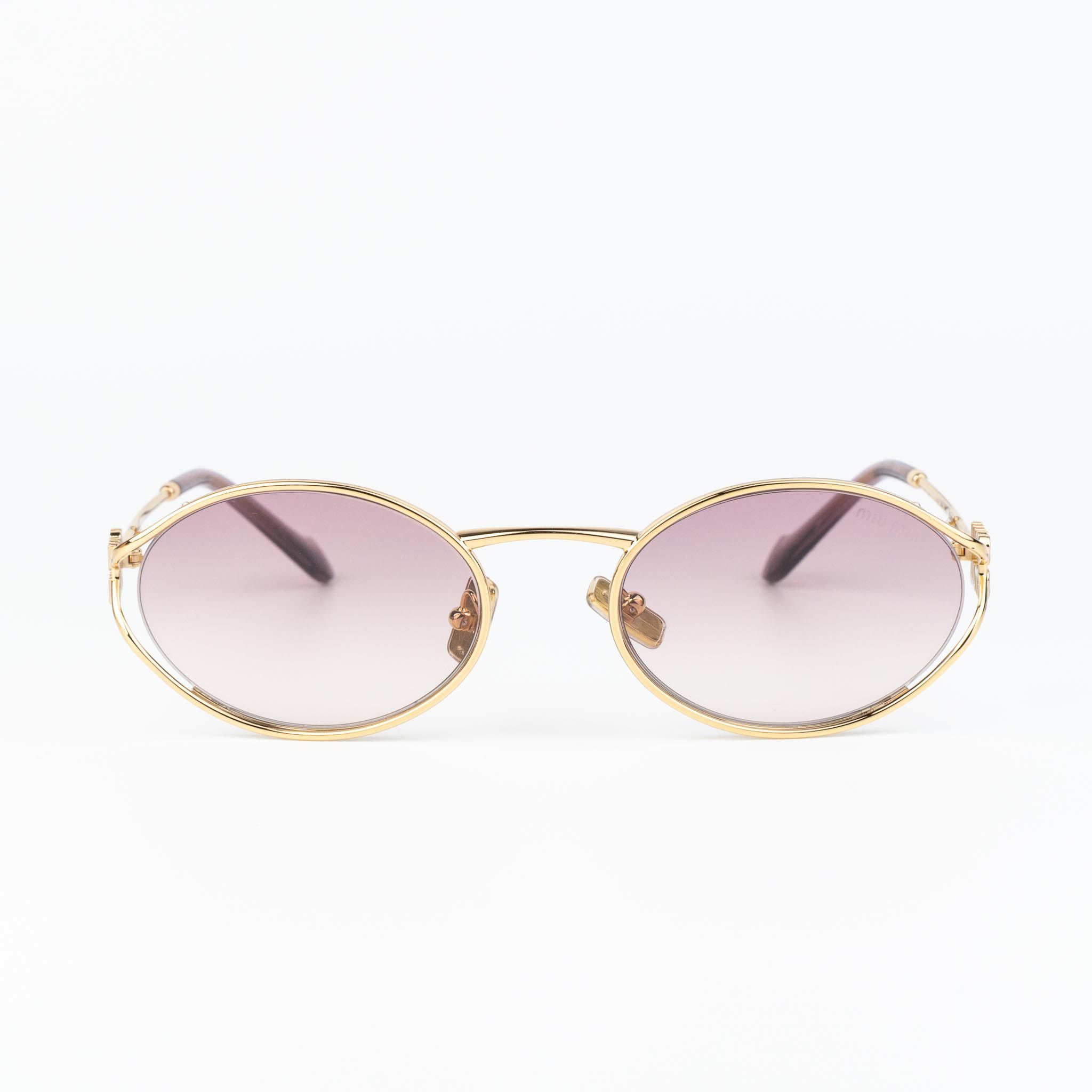 Miu Miu NEW Miu Miu MU52YS 5AK06S LOGO Oval Unisex Sunglasses Size ONE SIZE - 3 Thumbnail