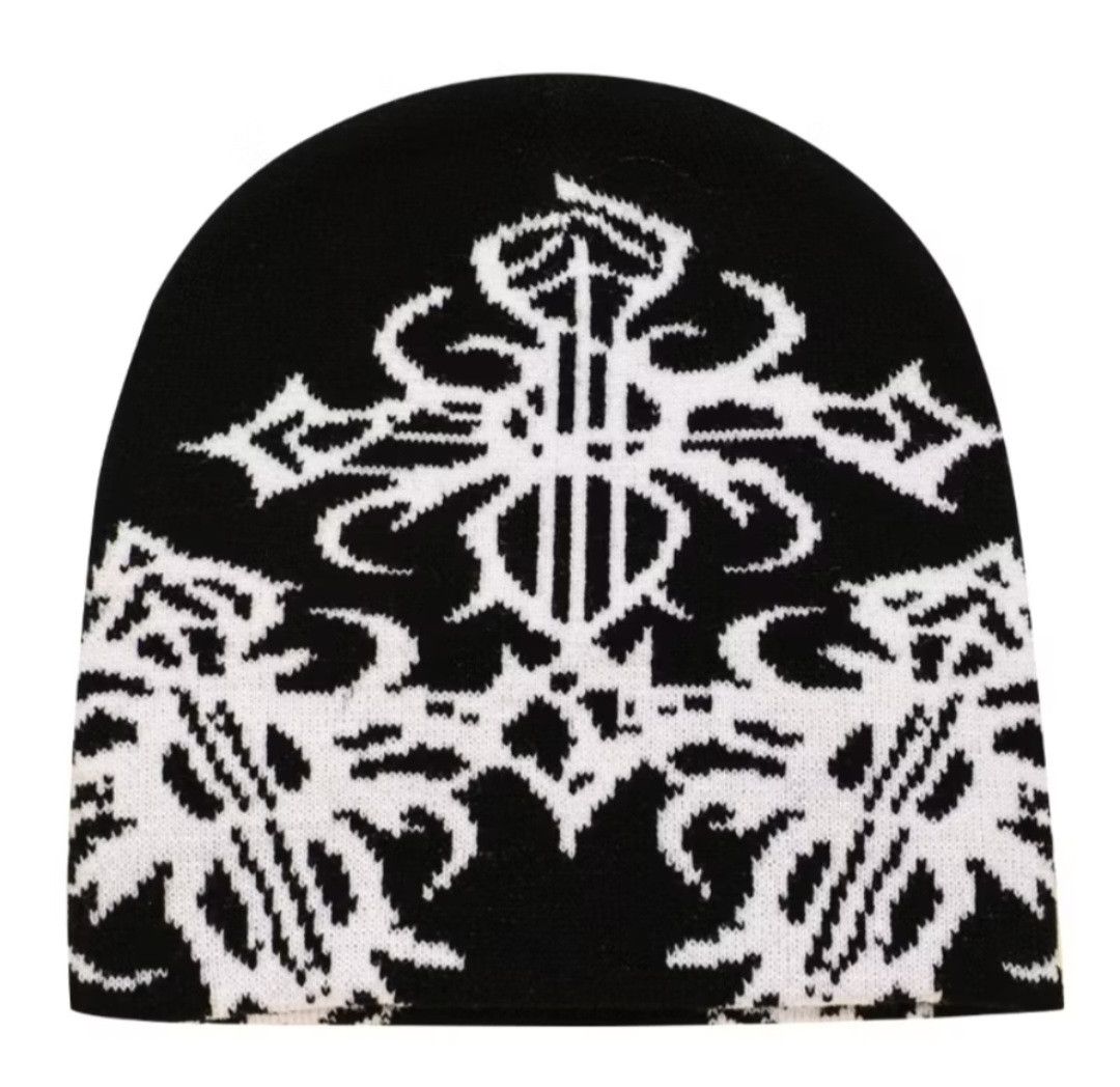 Japanese Brand Abstract art streetwear black beanie Size ONE SIZE - 1 Preview