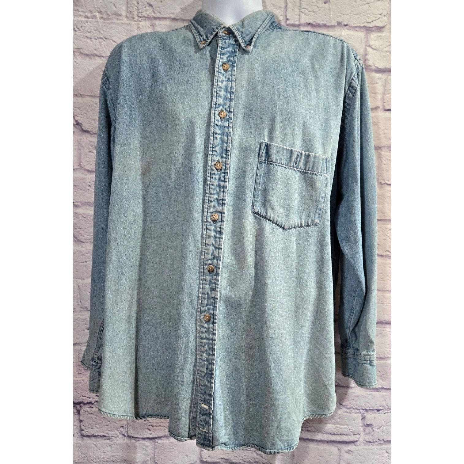 Other Natural Exchange Faded Blue Denim Button Men's Shirt 18/2XL Size US XXL / EU 58 / 5 - 1 Thumbnail