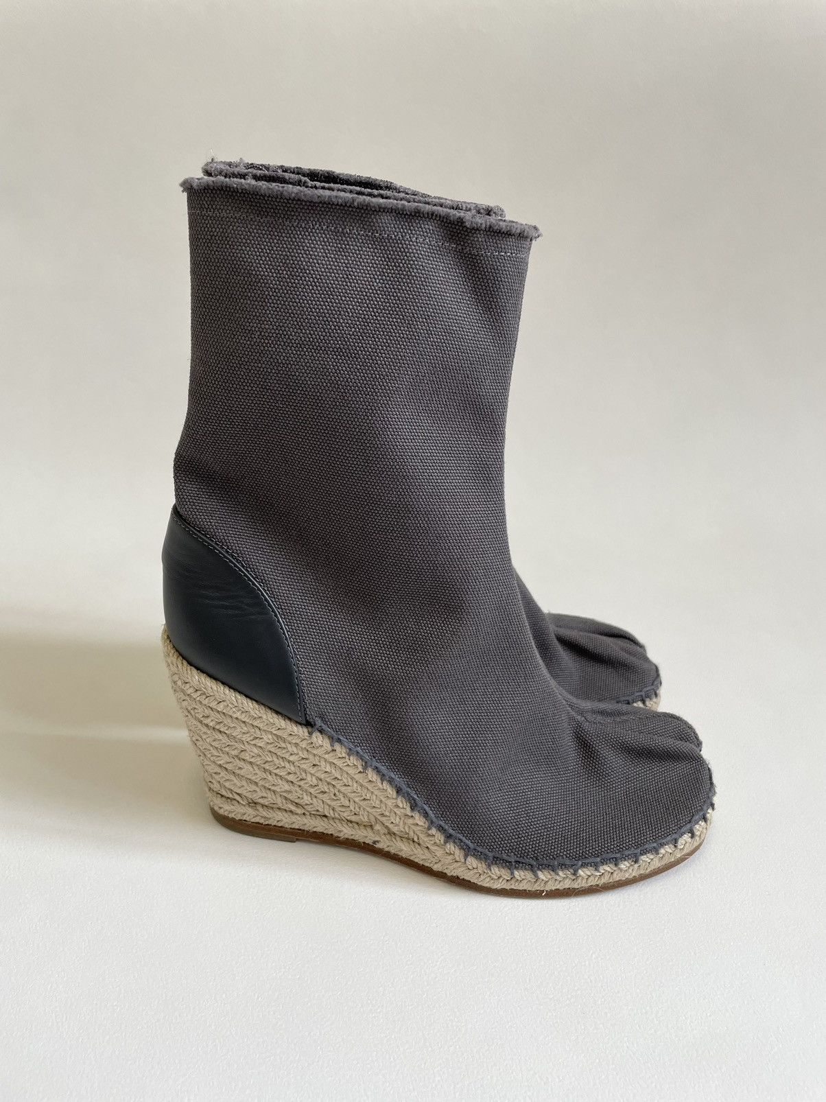 Maison Margiela Gray Canvas ‘Espadrille’ Tabi Boots Size US 7 / IT 37 - 4 Thumbnail