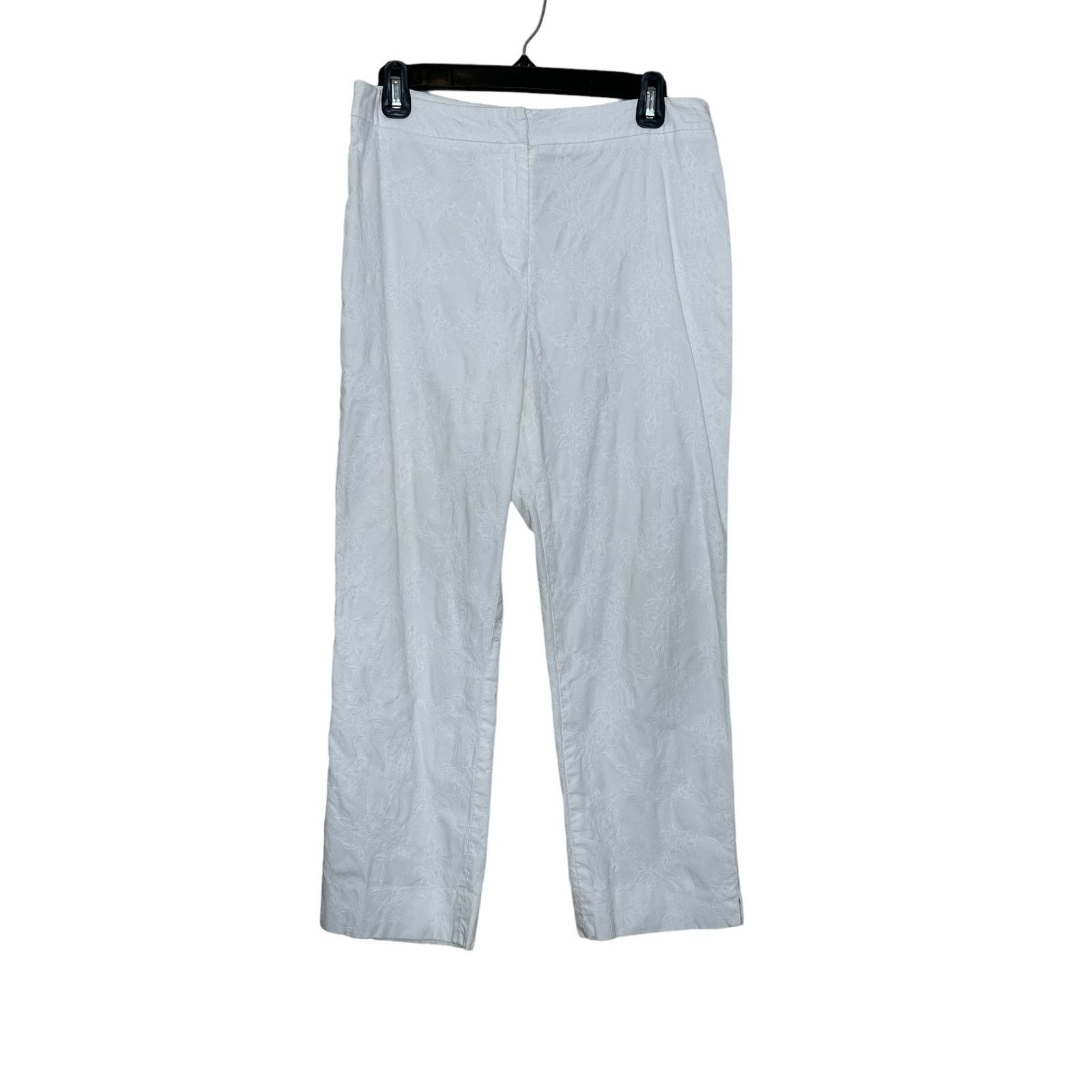 Jones New York Jones New York white floral textured cropped pants size 6 Size 28" / US 6 / IT 42 - 5 Thumbnail
