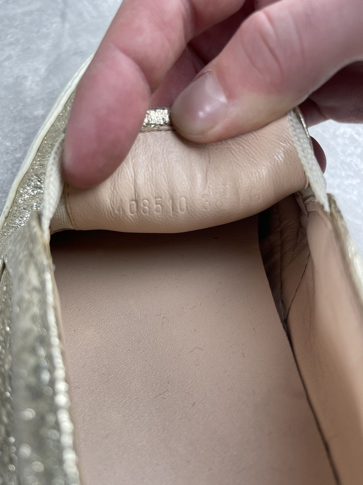 Gucci Gucci Metallic Gold Textured Leather Slip On Sneakers Size US 8 / IT 38 - 9 Thumbnail