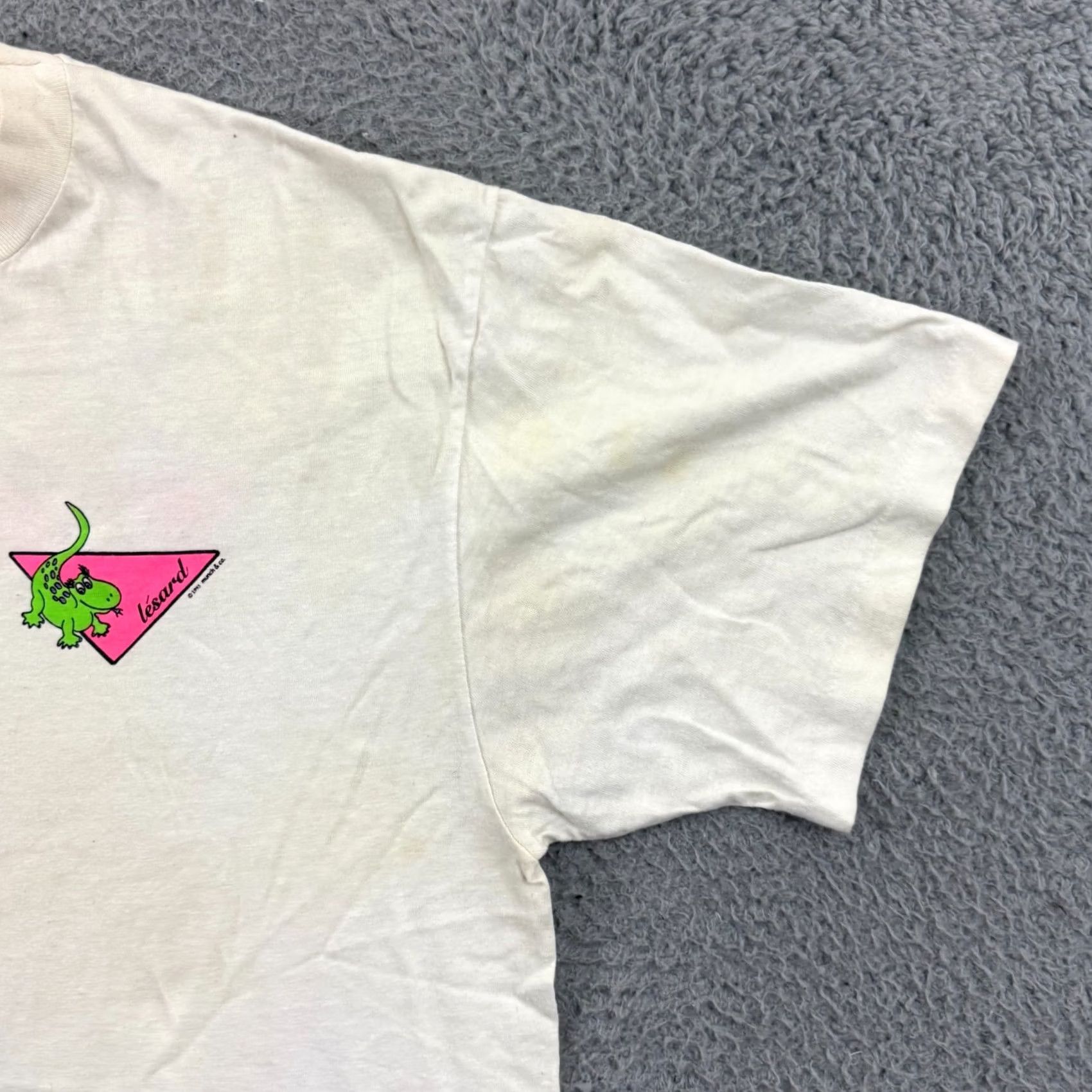 Hanes VINTAGE Lesard T-Shirt Adult Large White Crew Neck Short Sleeve 90s Dinosaur USA Men Mens Shirts Logo Graphic Print Hanes 90s USA White Large Size US L / EU 52-54 / 3 - 7 Thumbnail
