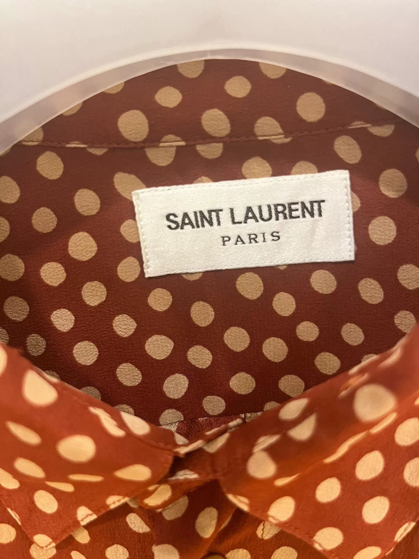 Saint Laurent Paris Saint Laurent Classic Red Polka Dot Silk Shirt Size US XS / EU 42 / 0 - 3 Thumbnail