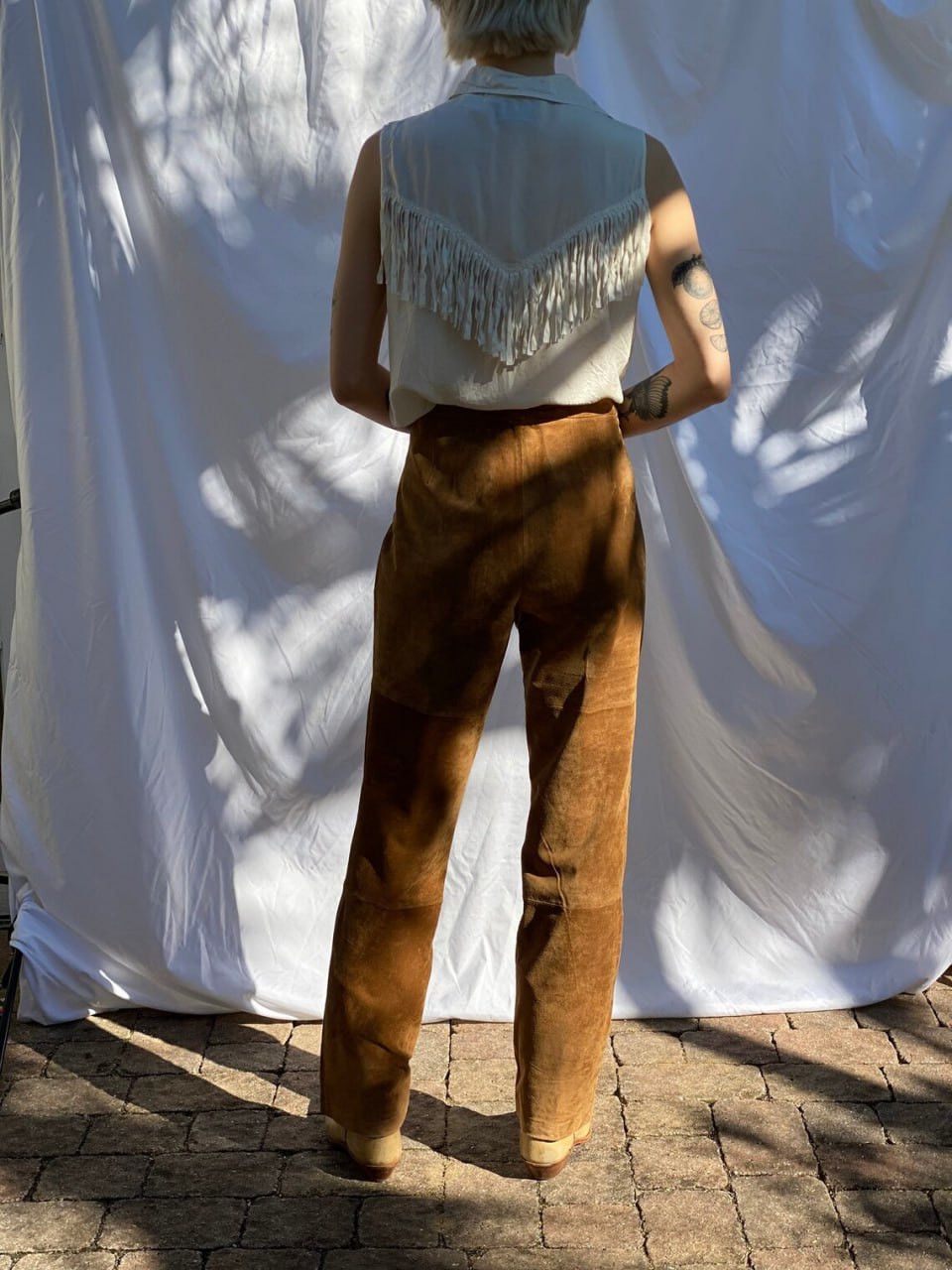 Cowboy Equipment 90s Rare Admont Suede Cowboy Leather Vintage Pants Size 25" / US 0 / IT 36 - 6 Thumbnail