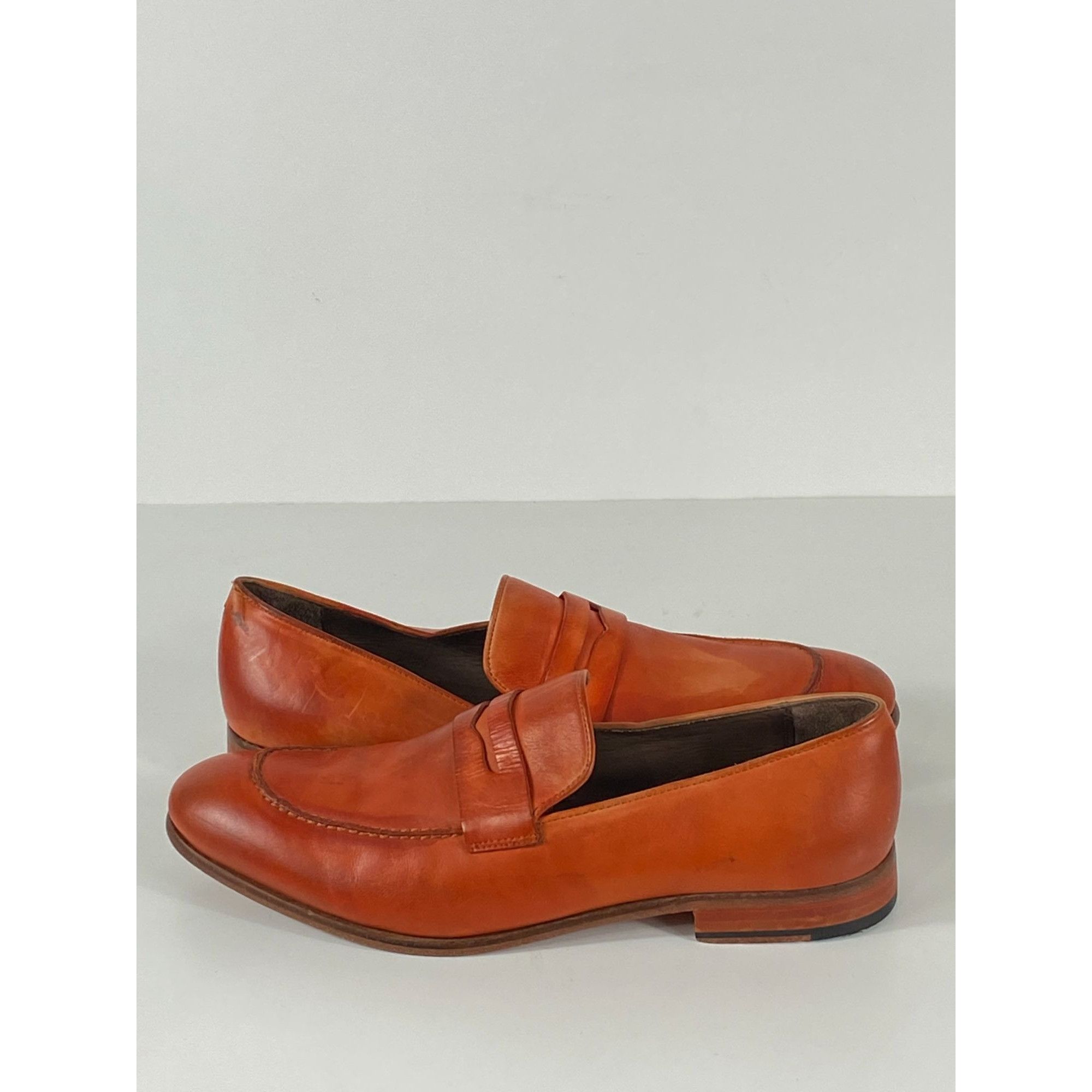Donald Pliner Donald J Pliner ZAN-D9 Penny Tang Leather Loafers Shoes Oran Size US 10.5 / EU 43-44 - 1 Thumbnail