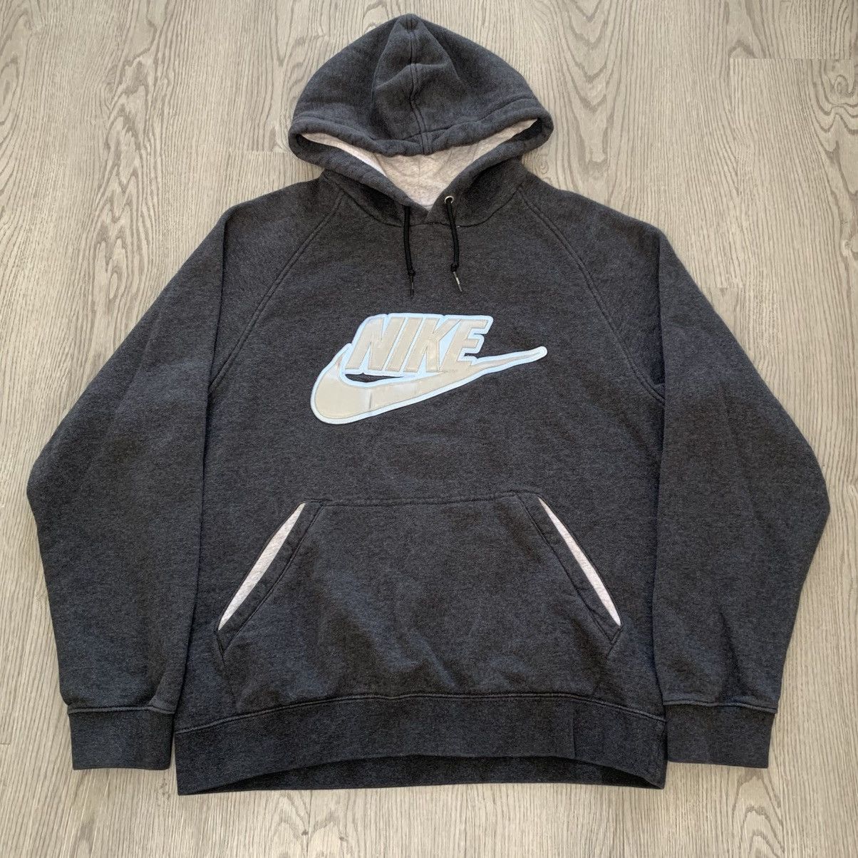 Nike × Vintage Vintage Y2K Nike Gray Pullover Hoodie Skater Streetwear Size US L / EU 52-54 / 3 - 2 Thumbnail