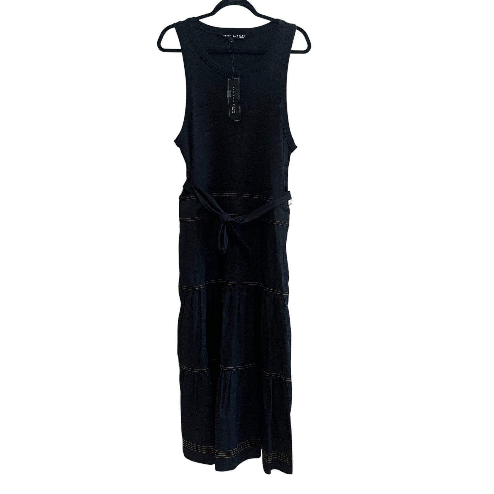 Veronica Beard Veronica Beard Austyn Tie Waist Tiered Tank Midi Dress XL Size XL / US 12-14 / IT 48-50 - 2 Thumbnail