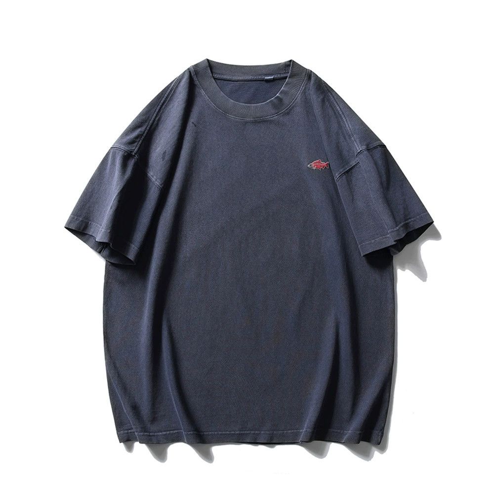 Vintage Men's washed distressed loose hip-hop fish print T-shirt Size US M / EU 48-50 / 2 - 2 Thumbnail