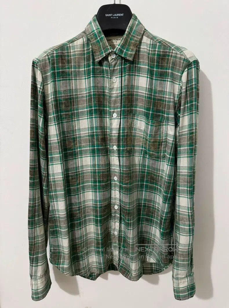 Saint Laurent Paris Saint Laurent Paris Mud-Dyed Green Checkered Shirt Size XS / US 0-2 / IT 36-38 - 1 Thumbnail