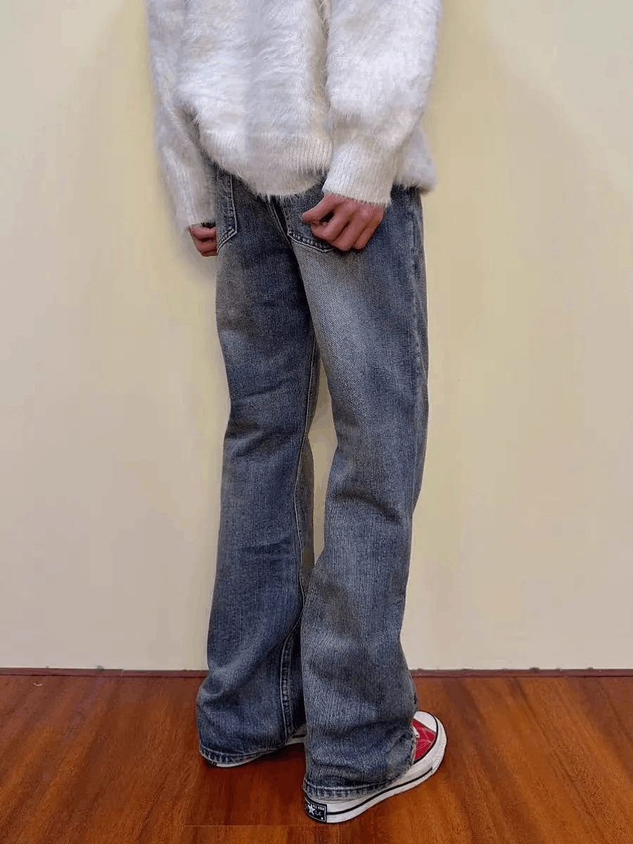 Japanese Brand × Jean Street wash vintage baggy micro flare jeans Size US 32 / EU 48 - 3 Thumbnail