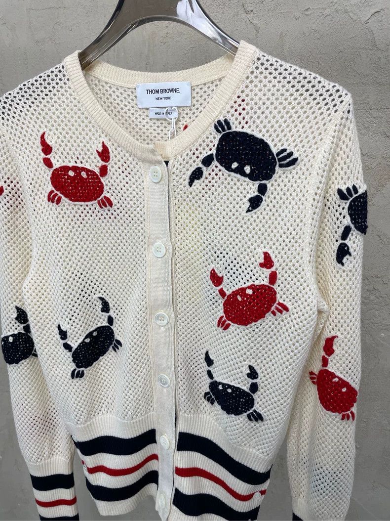 Thom Browne Thom browne Beige full-print crab striped mesh knitted butt Size M / US 6-8 / IT 42-44 - 4 Thumbnail