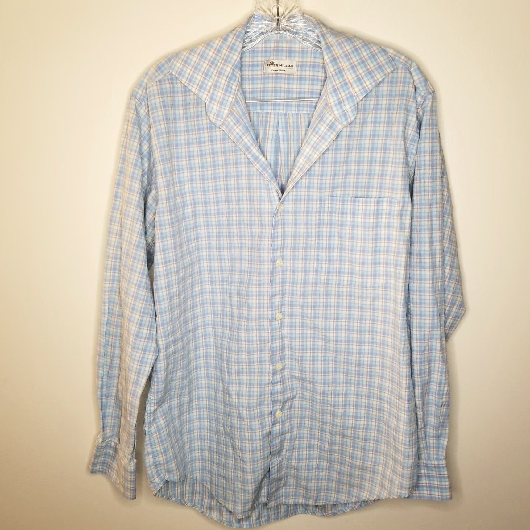 Peter Millar Peter Millar Mens Blue White Plaid Long Sleeve Button-Up Size M Color Multicolor Size US M / EU 48-50 / 2 - 2 Thumbnail