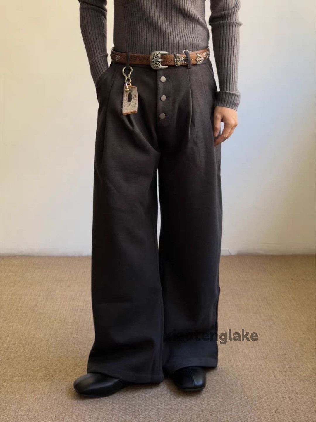 Vintage ltx woolen retro wide Leg loose yuppie cleanfit pants Size US 28 / EU 44 - 6 Thumbnail