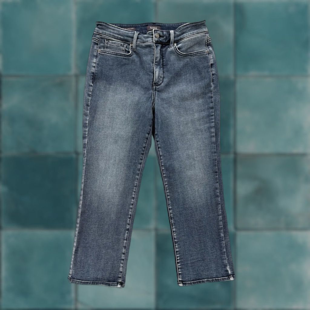 NYDJ NYDJ Jeans Womens 10P Petite Blue Straight High Rise Lift Tuck Stretch Denim Size 32" / US 10 / IT 46 - 1 Thumbnail