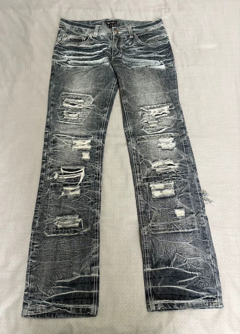 Yohji Yamamoto Vintage Distressed Denim Jeans with Patches-2506 Size 33" - 6 Thumbnail