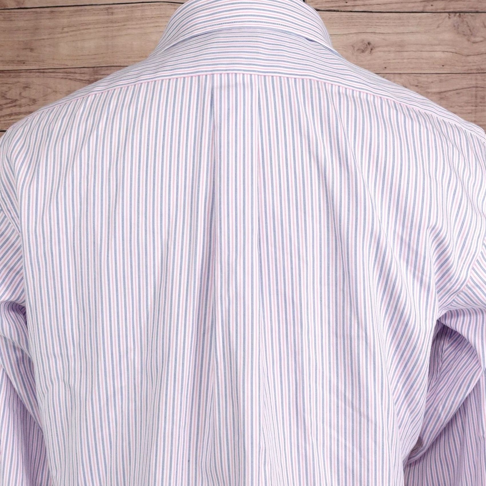 Chaps Chaps Dress Shirt Mens 15.5 32/33 Multicolor Striped Classic Fit Button Collar 100% Cotton Non-Iron Shirt Mens Size 42R - 5 Thumbnail